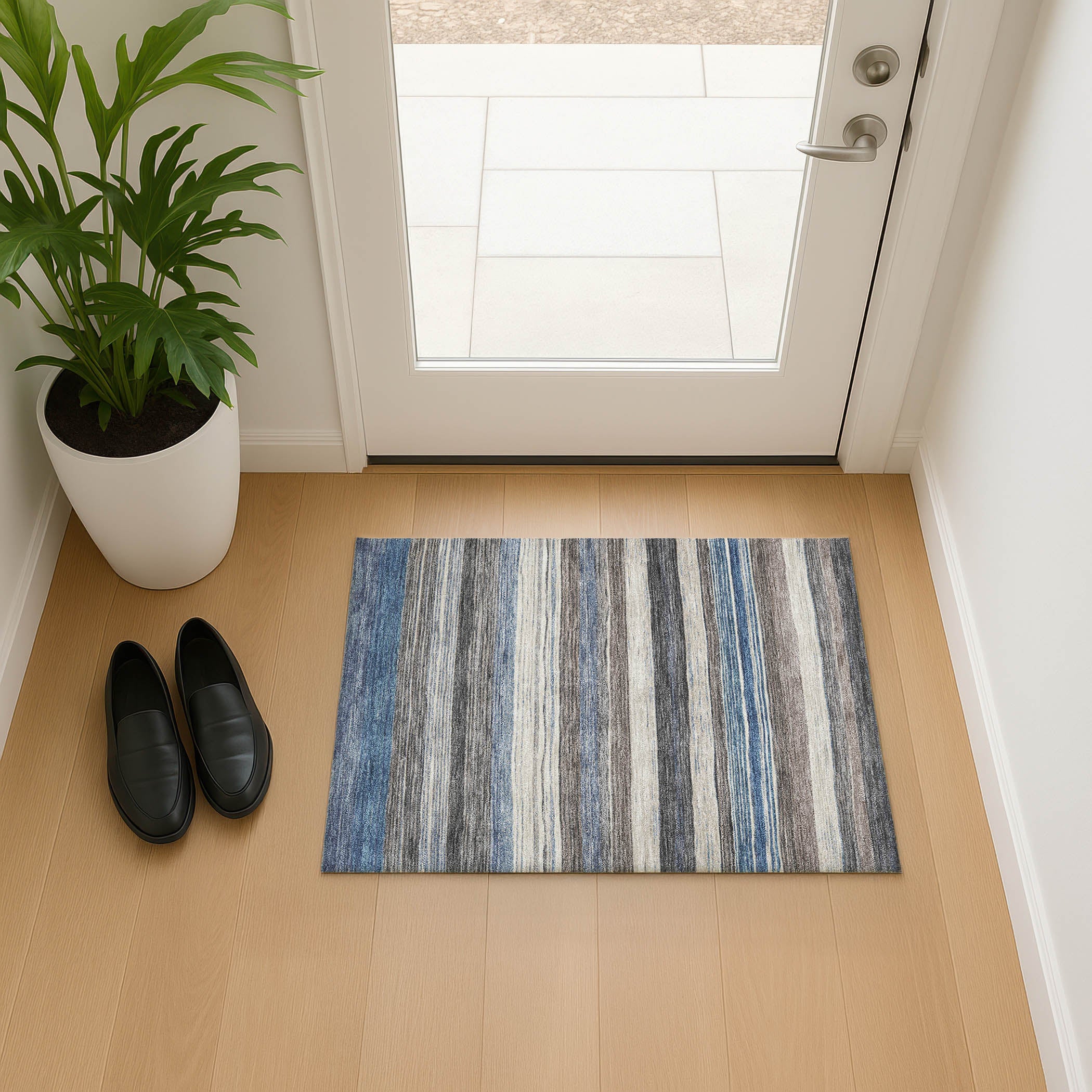 Baku Machine Washable Transitional Denim Blue Rug 1'8" x 2'6" #shape_Rectangle