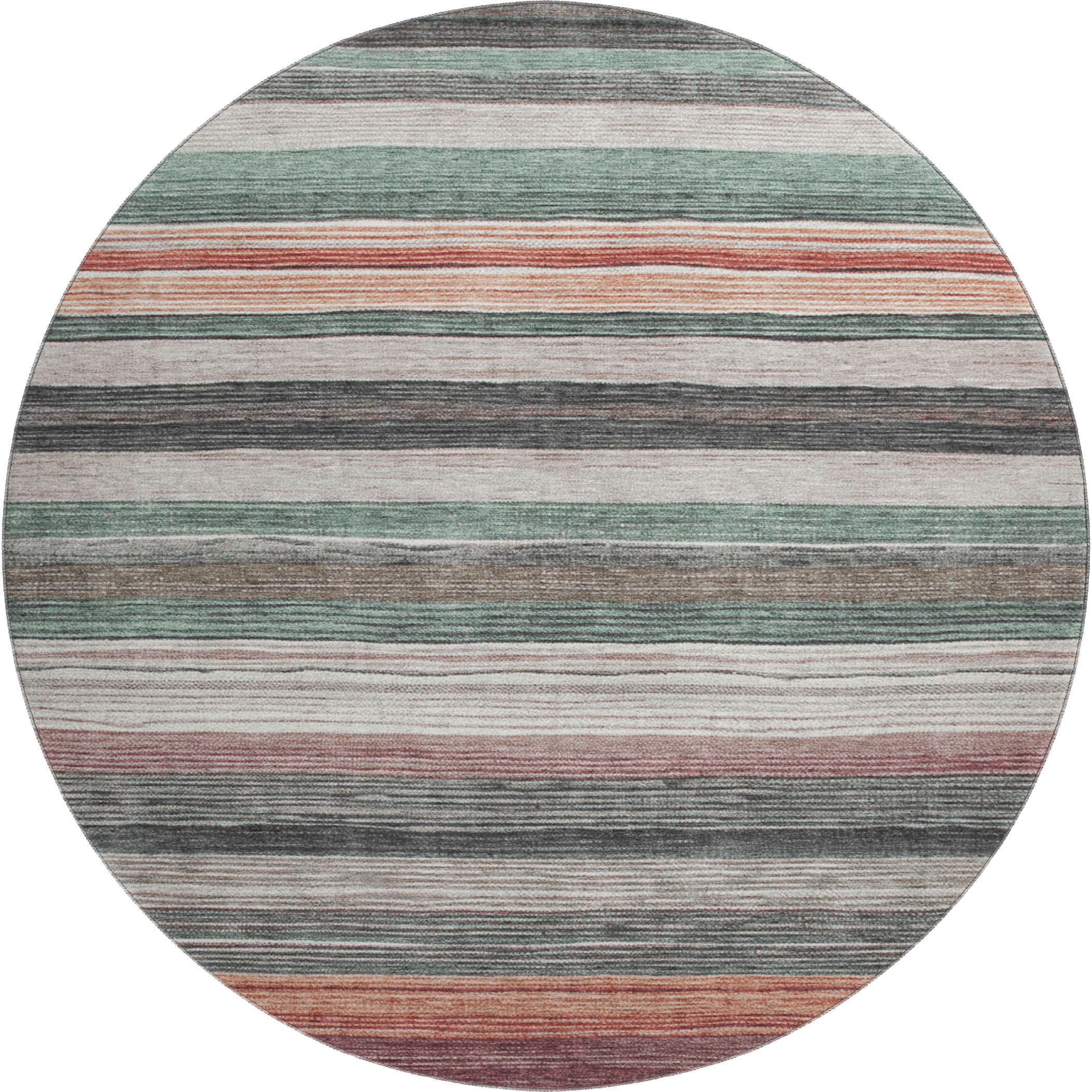 Baku Machine Washable Transitional Seafoam Blue Rug 8' x 8' #shape_Round