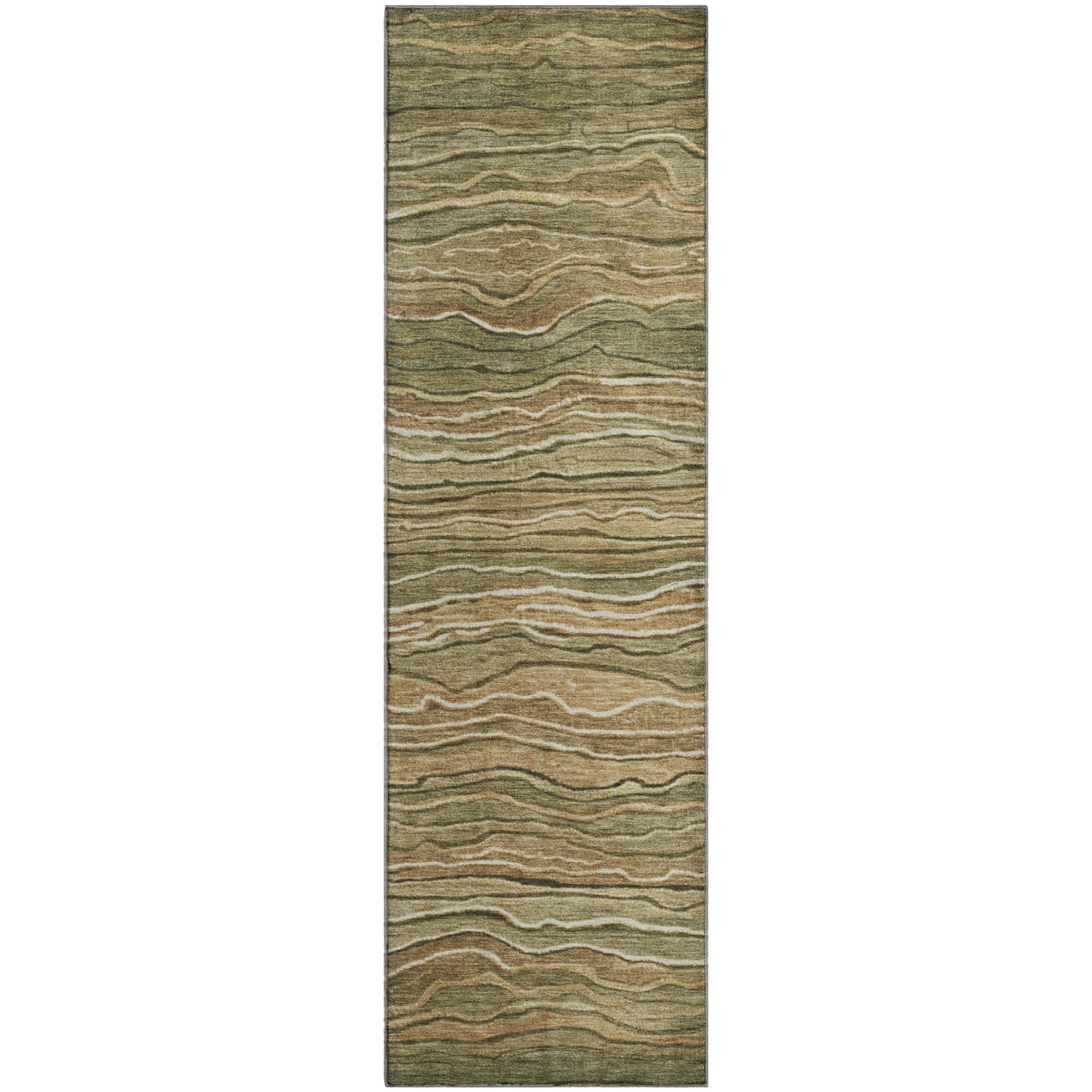 Lisbon Machine Washable Transitional Fern Green Rug 2'3" x 7'6" #shape_Runner
