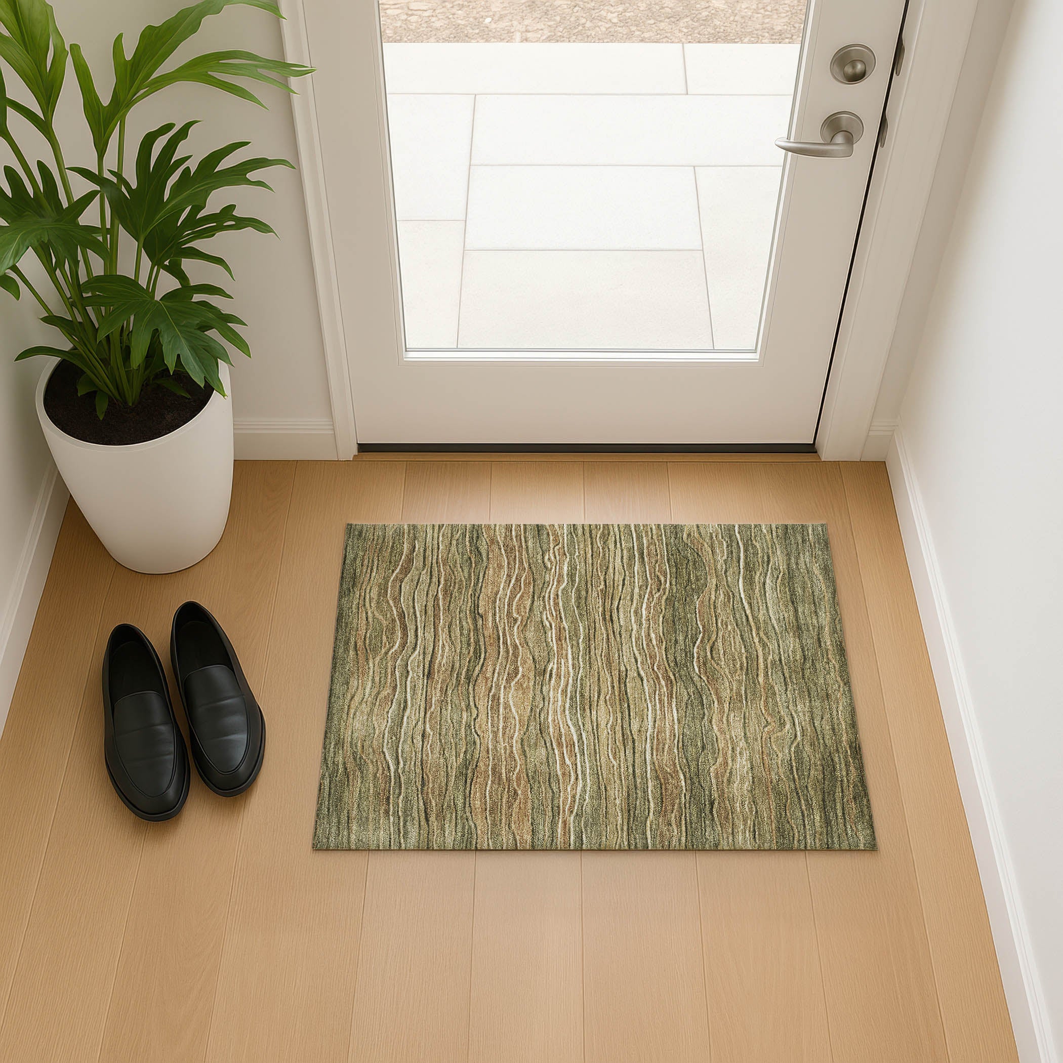 Lisbon Machine Washable Transitional Fern Green Rug 1'8" x 2'6" #shape_Rectangle