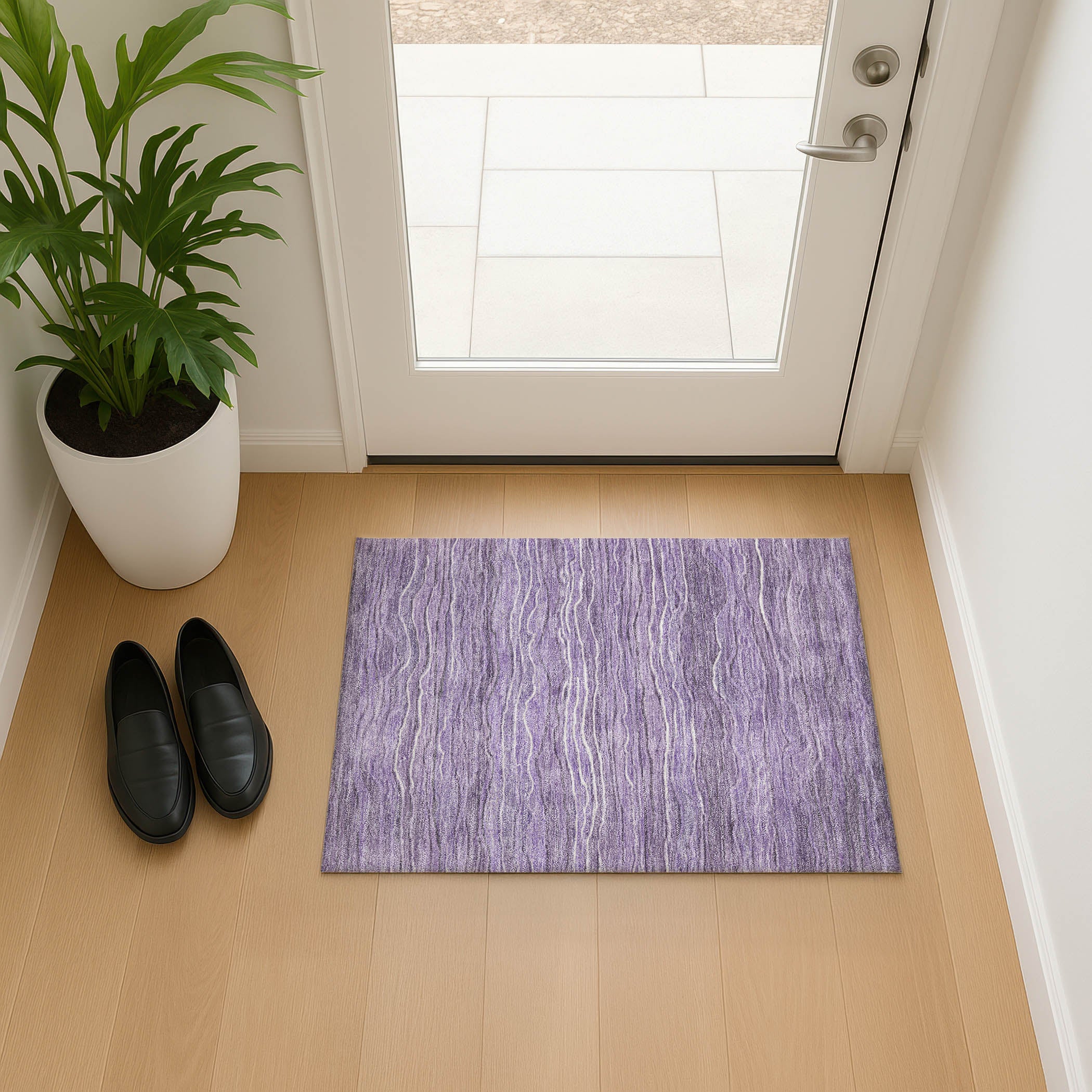 Lisbon Machine Washable Transitional Purple Rug 1'8" x 2'6" #shape_Rectangle