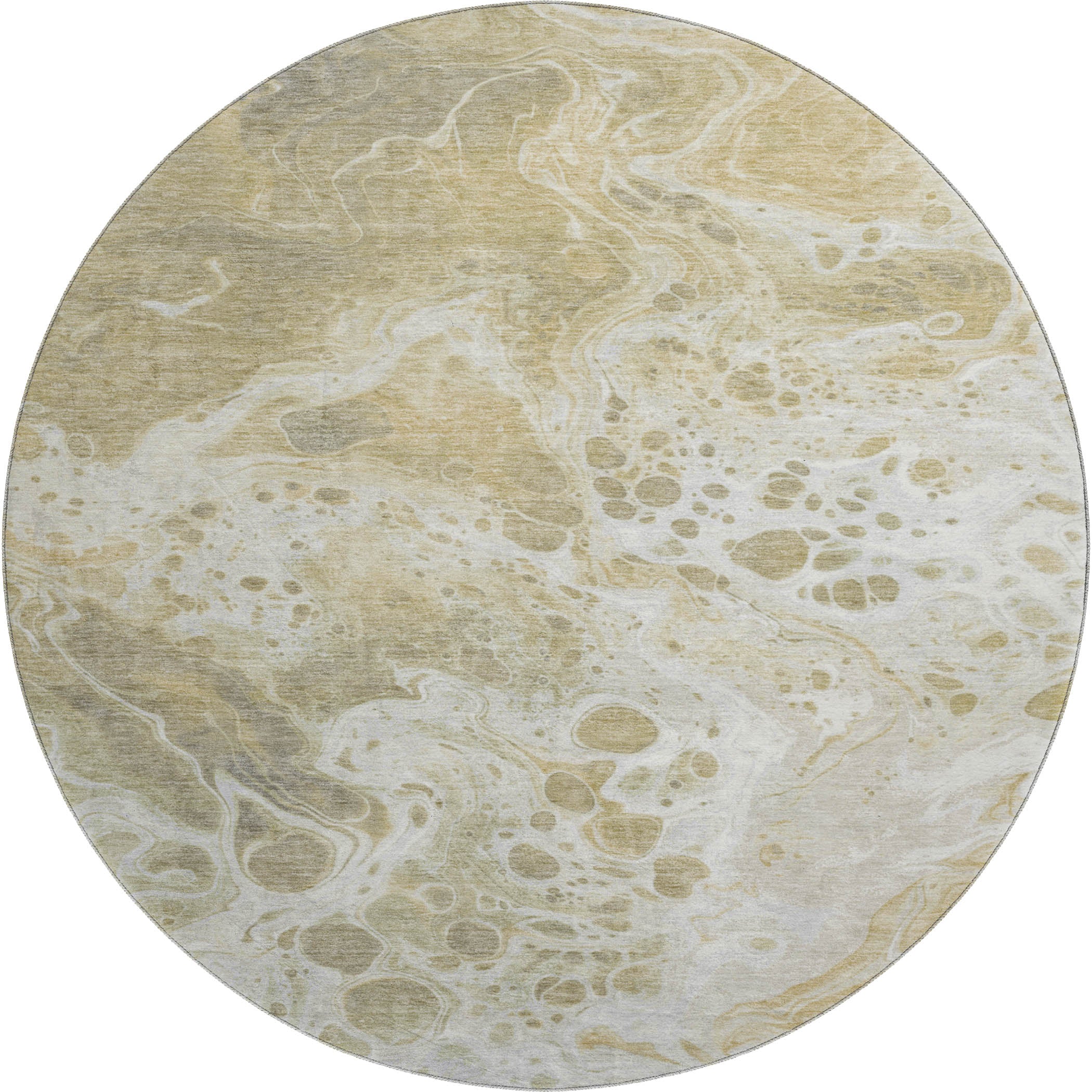 Bruges Machine Washable Transitional Gold Rug 8' x 8' #shape_Round