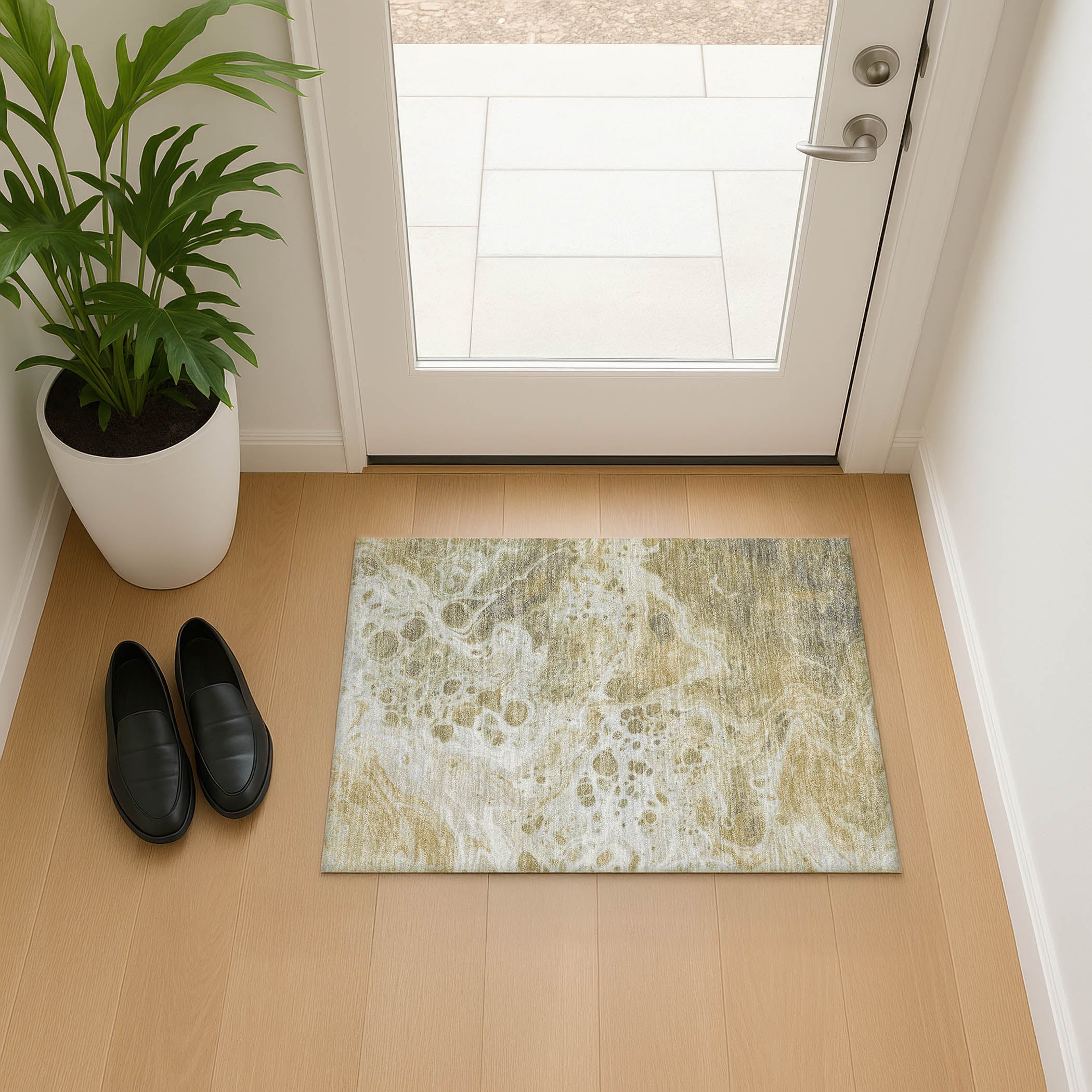 Bruges Machine Washable Transitional Gold Rug 1'8" x 2'6" #shape_Rectangle