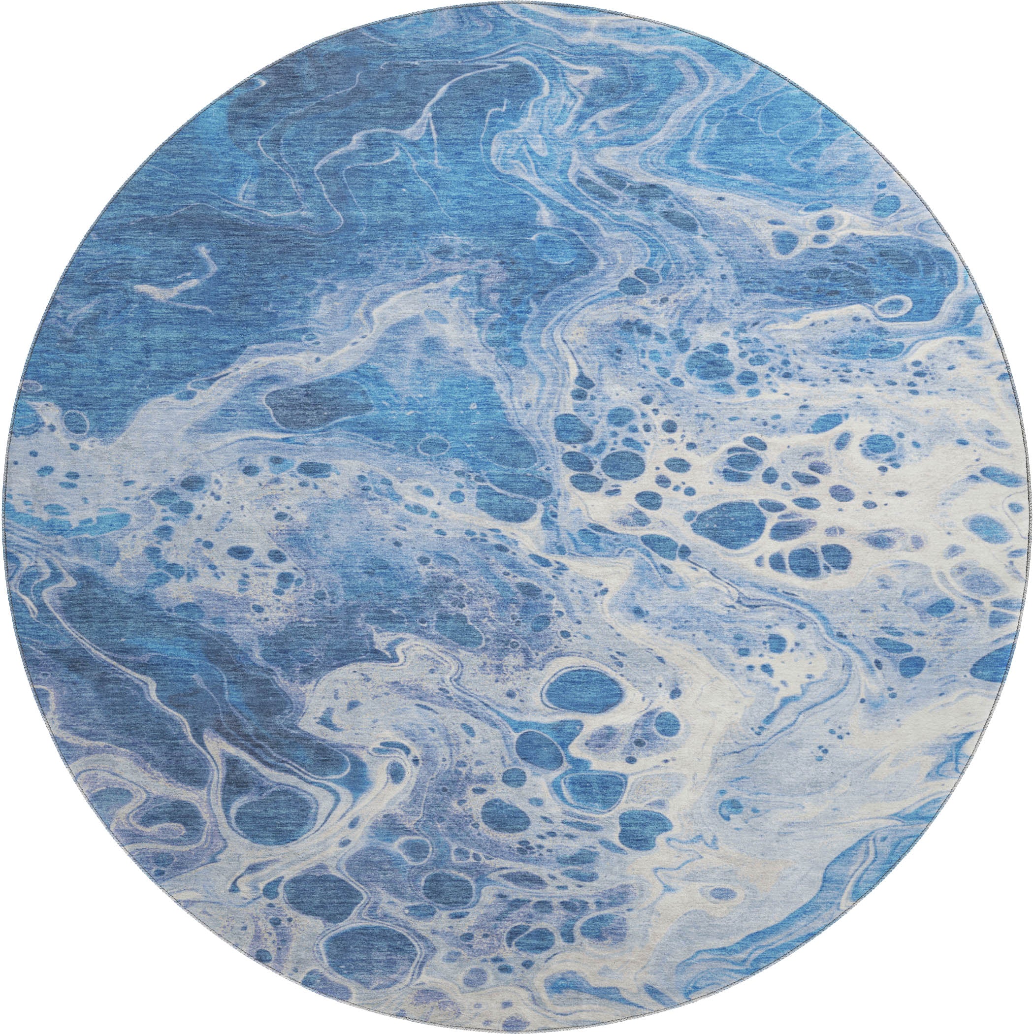 Bruges Machine Washable Transitional Navy Blue Rug 8' x 8' #shape_Round