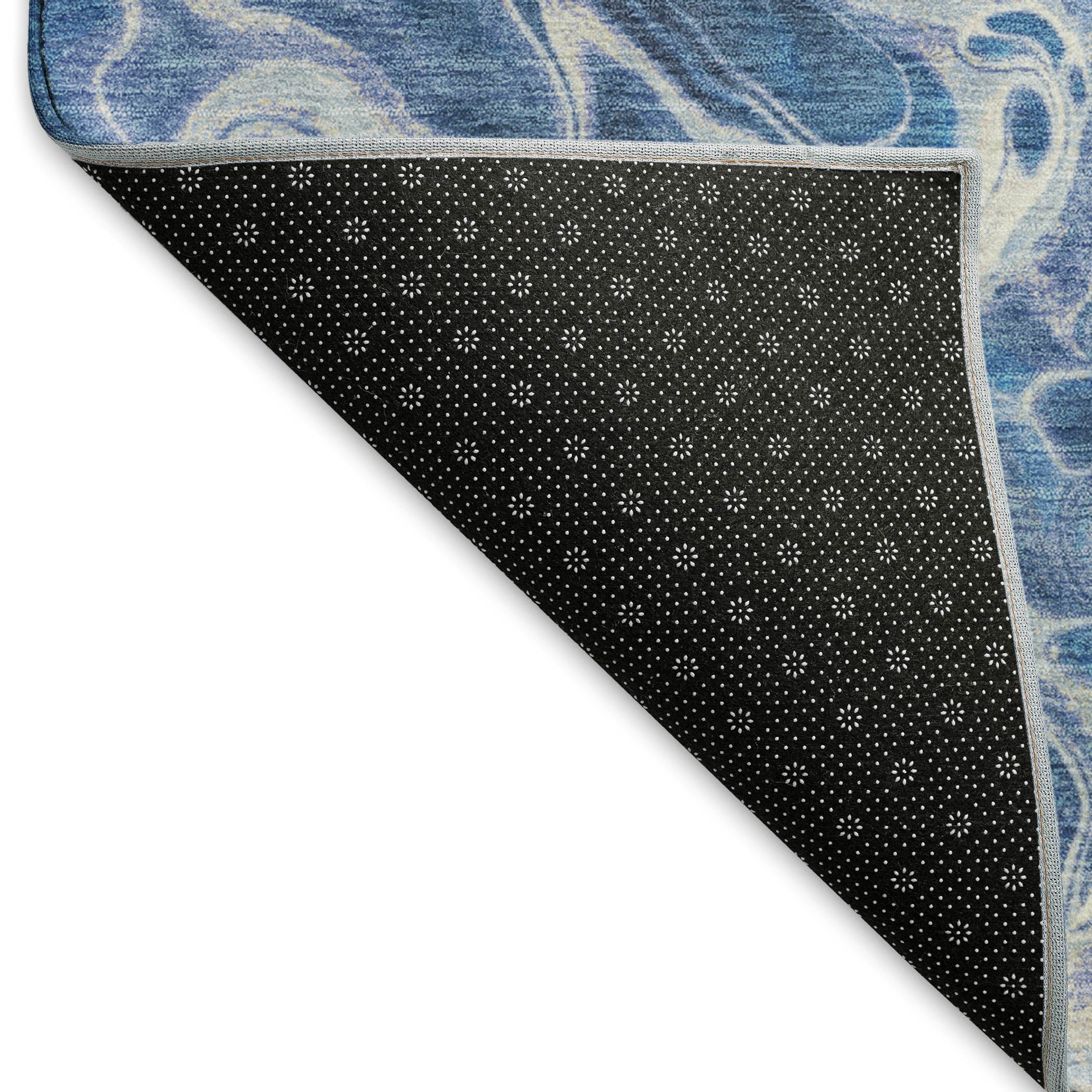 Bruges Machine Washable Transitional Navy Blue Rug 1'8" x 2'6" #shape_Rectangle