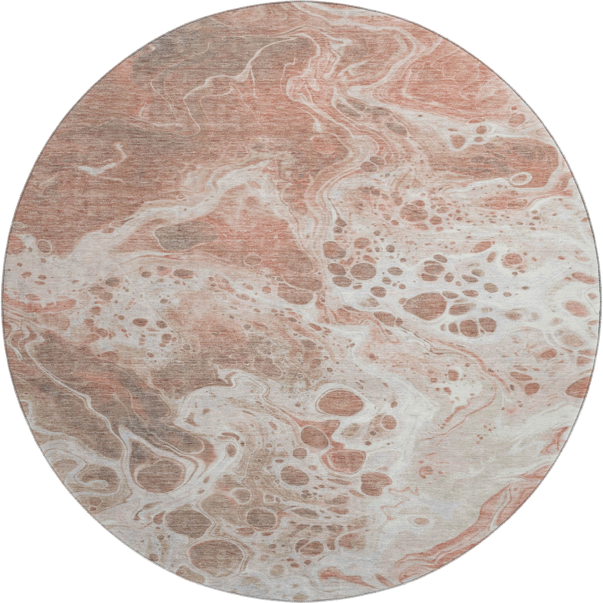 Bruges Machine Washable Transitional Paprika Orange Rug 8' x 8' #shape_Round