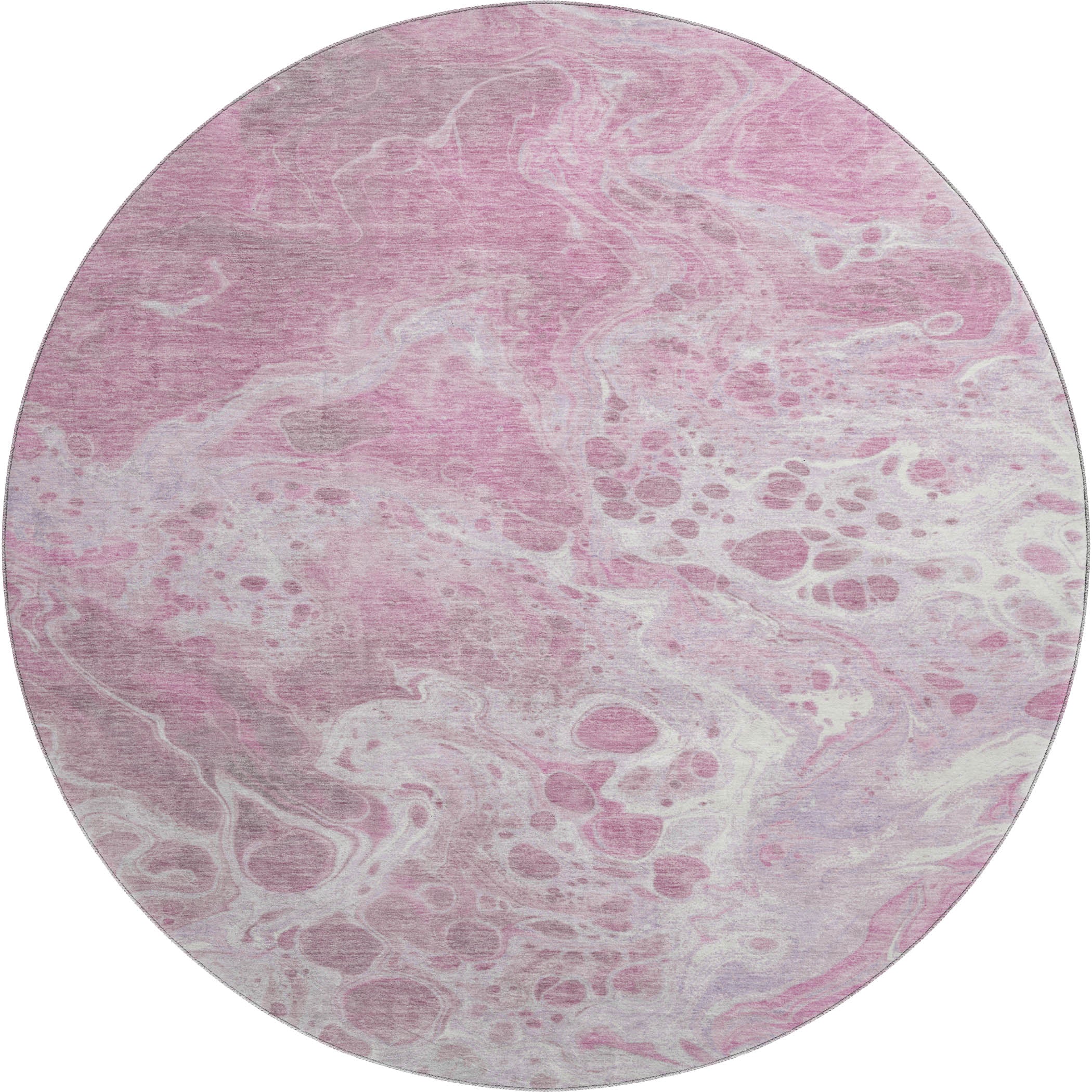 Bruges Machine Washable Transitional Pink Rug 8' x 8' #shape_Round