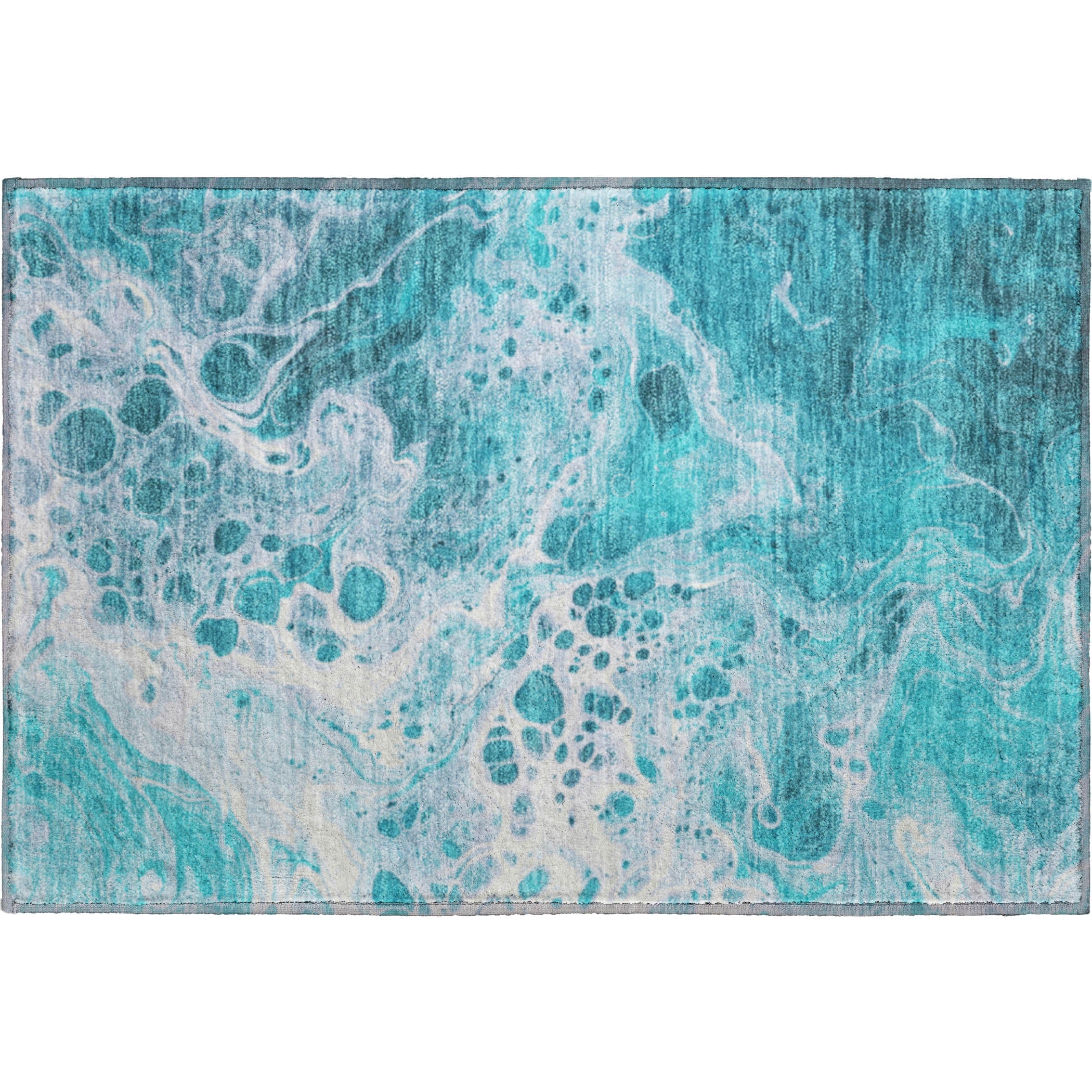 Bruges Machine Washable Transitional Teal Rug 1'8" x 2'6" #shape_Rectangle