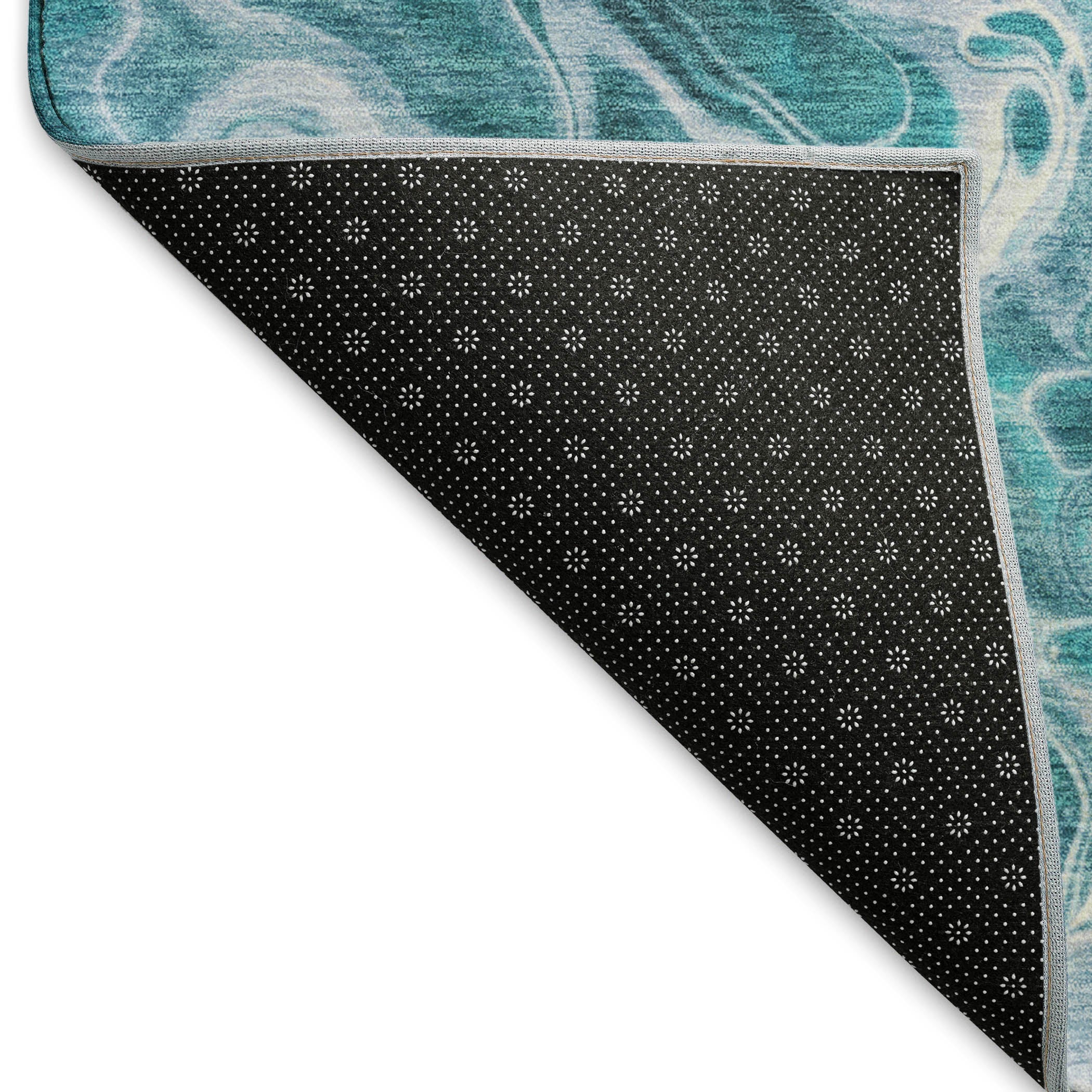 Bruges Machine Washable Transitional Teal Rug 1'8" x 2'6" #shape_Rectangle