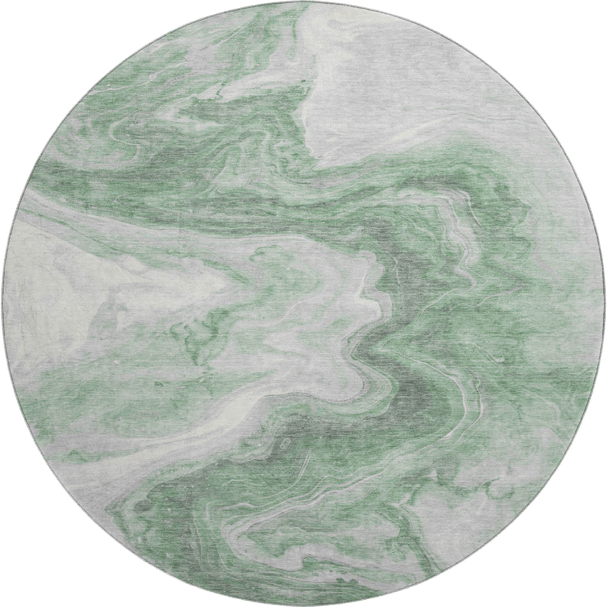 Reykjavik Machine Washable Transitional Green Rug 8' x 8' #shape_Round