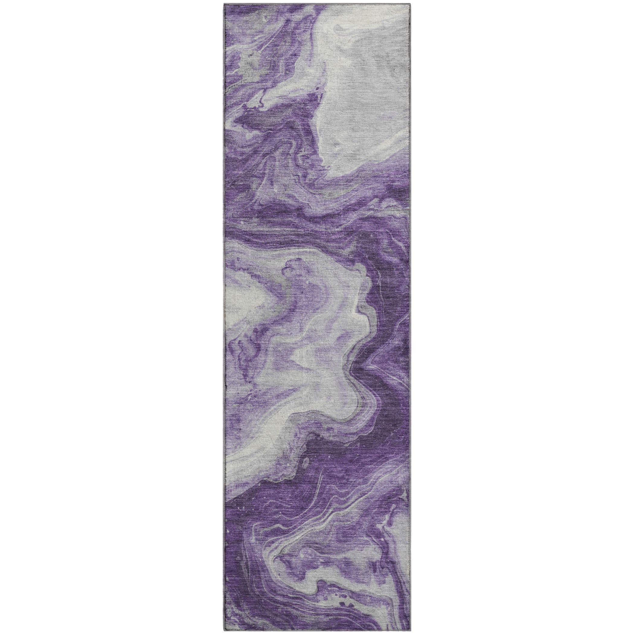 Reykjavik Machine Washable Transitional Purple Rug 2'3" x 7'6" #shape_Runner