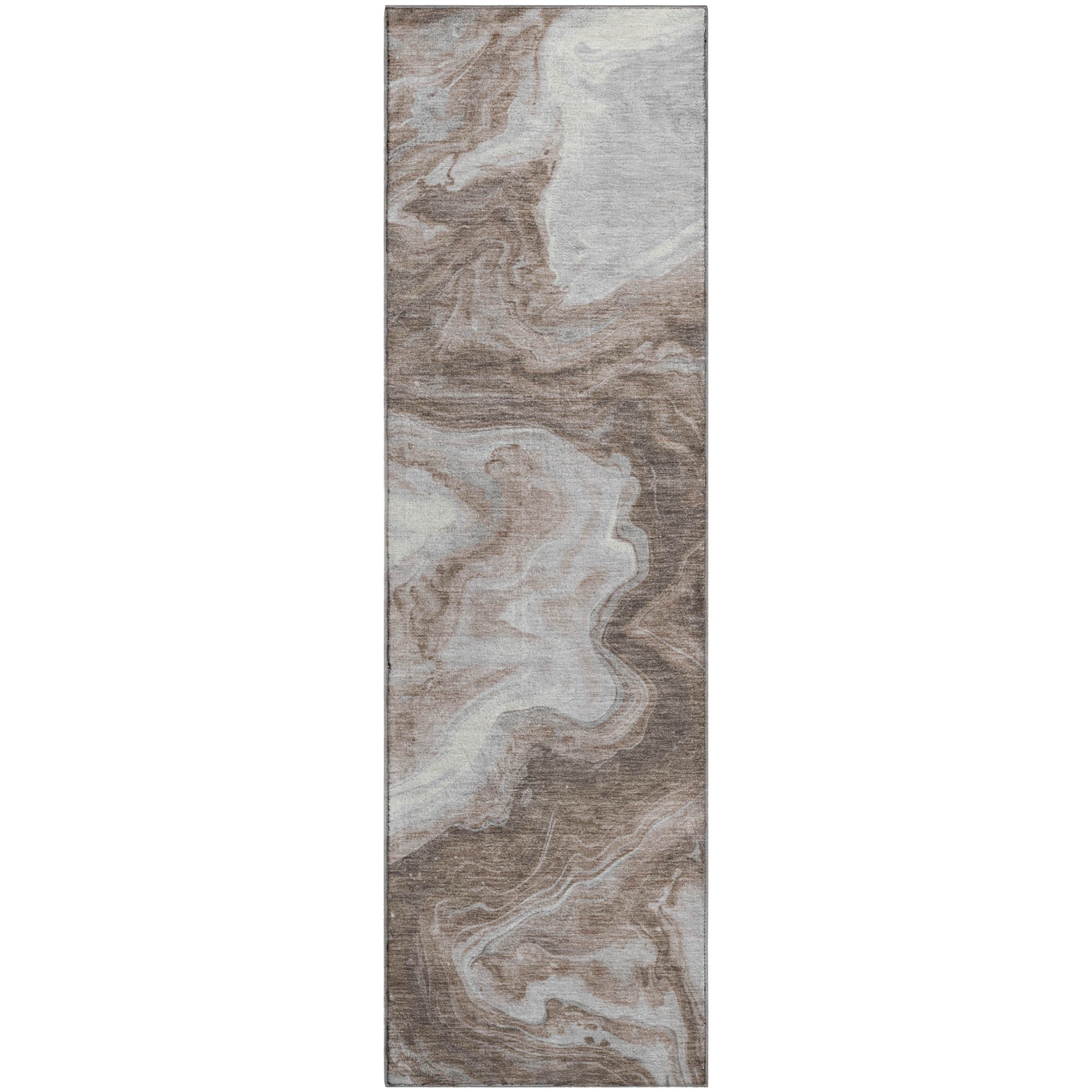 Reykjavik Machine Washable Transitional Taupe Brown Rug 2'3" x 7'6" #shape_Runner