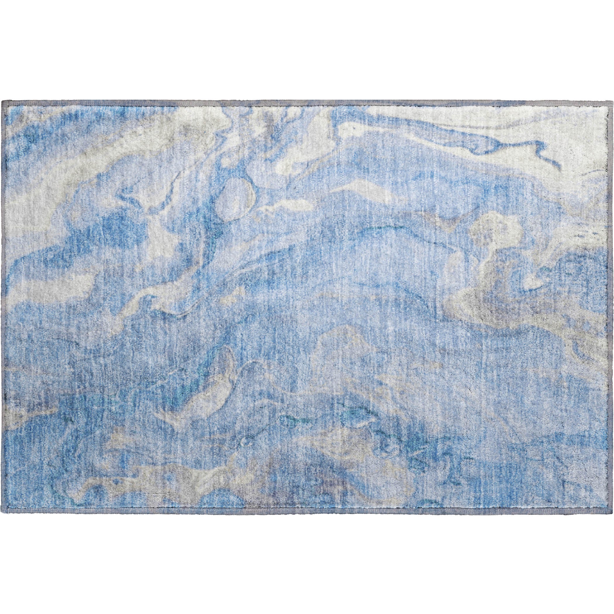 Santorini Machine Washable Transitional Blue Rug 1'8" x 2'6" #shape_Rectangle