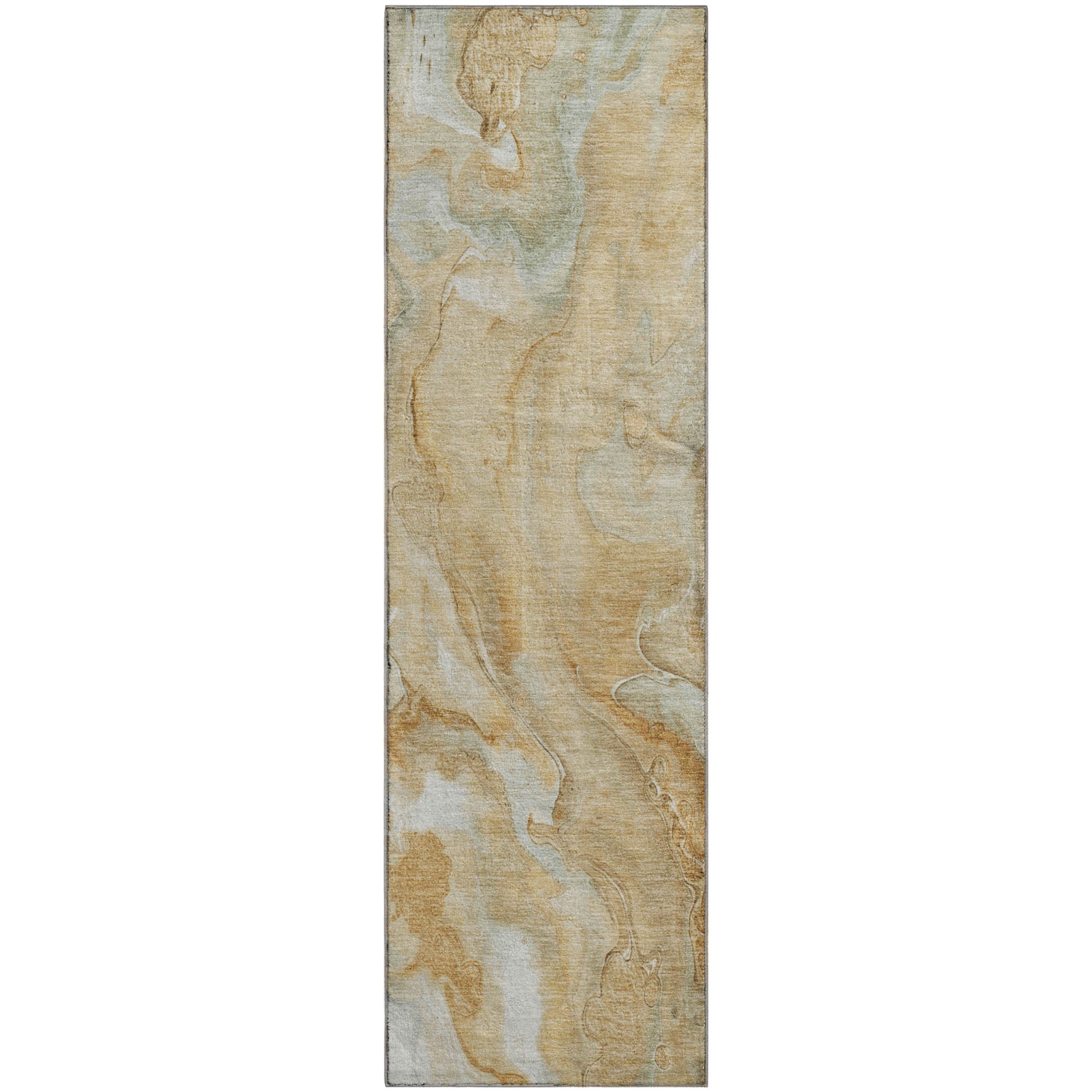 Santorini Machine Washable Transitional Gold Rug 2'3" x 7'6" #shape_Runner
