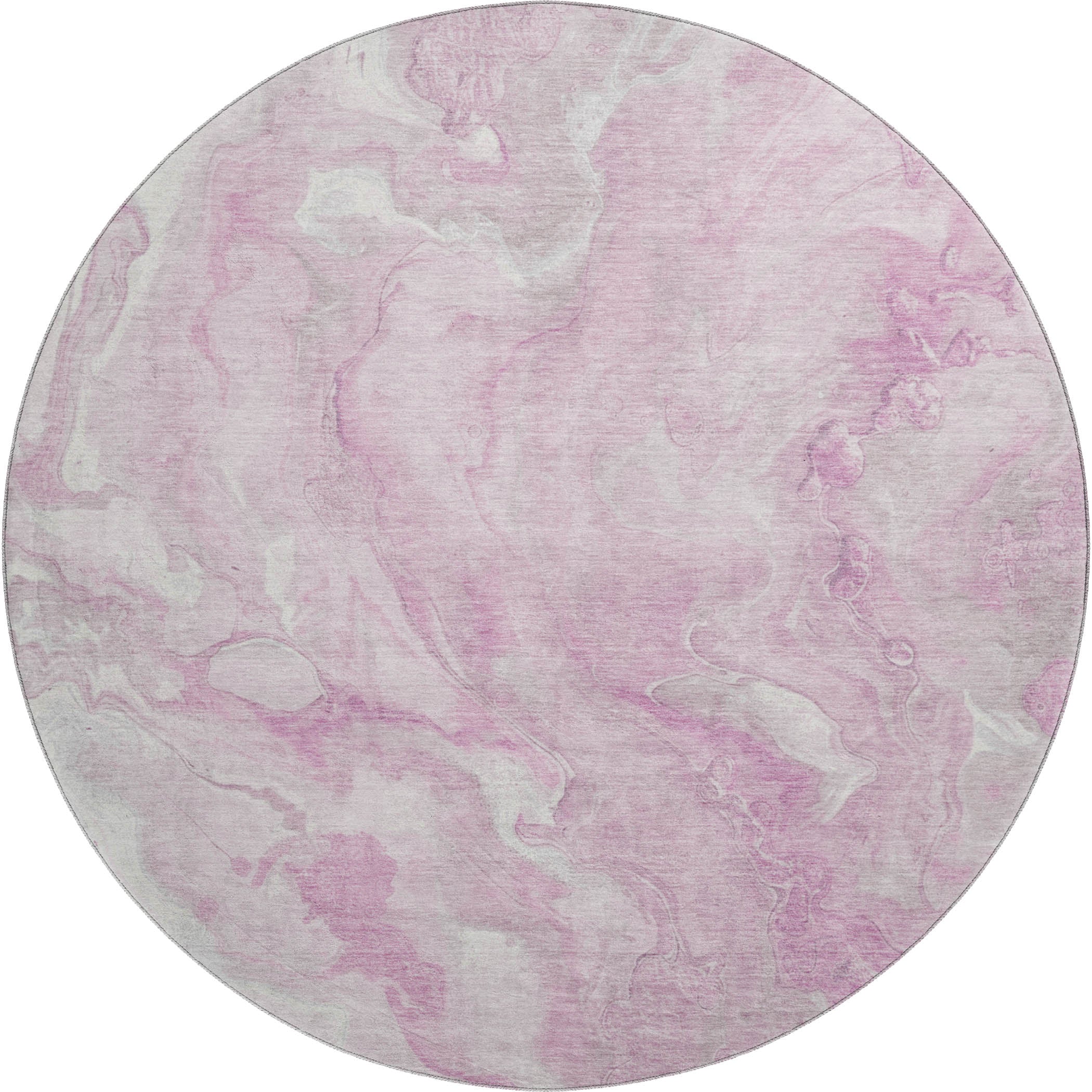 Santorini Machine Washable Transitional Pink Rug 8' x 8' #shape_Round