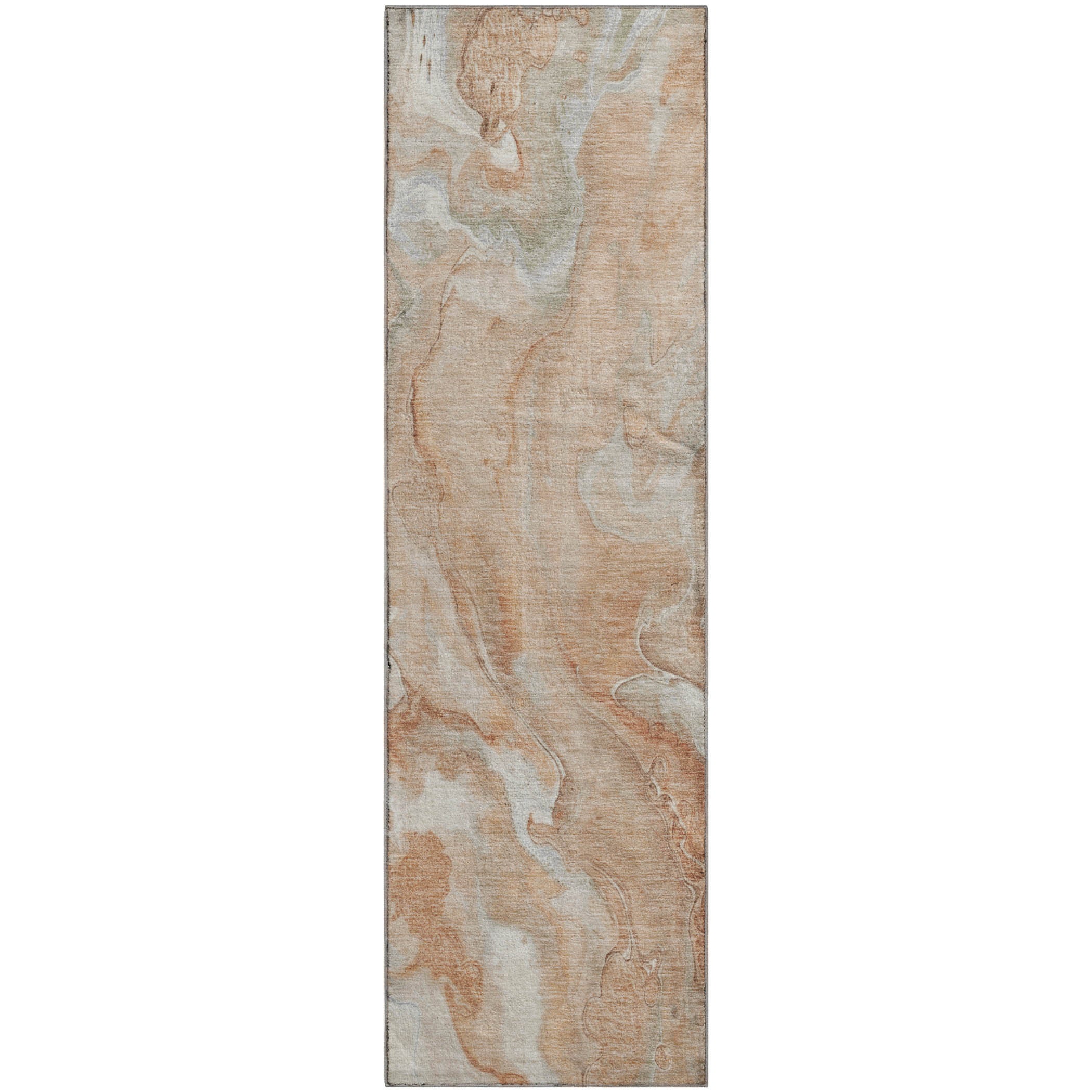 Santorini Machine Washable Transitional Salmon Orange Rug 2'3" x 7'6" #shape_Runner