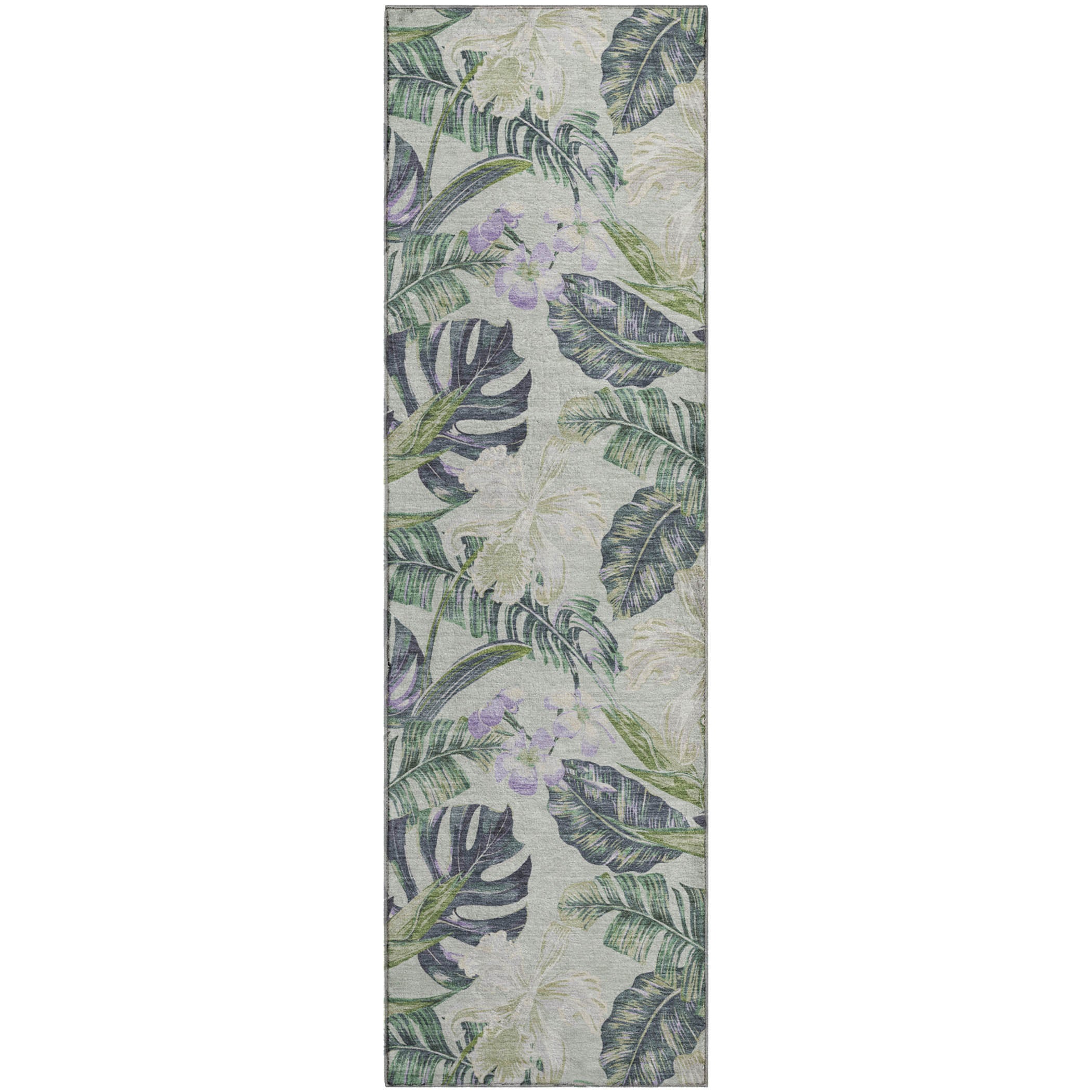 Dubrovnik Machine Washable Transitional Aloe Green Rug 2'3" x 7'6" #shape_Runner