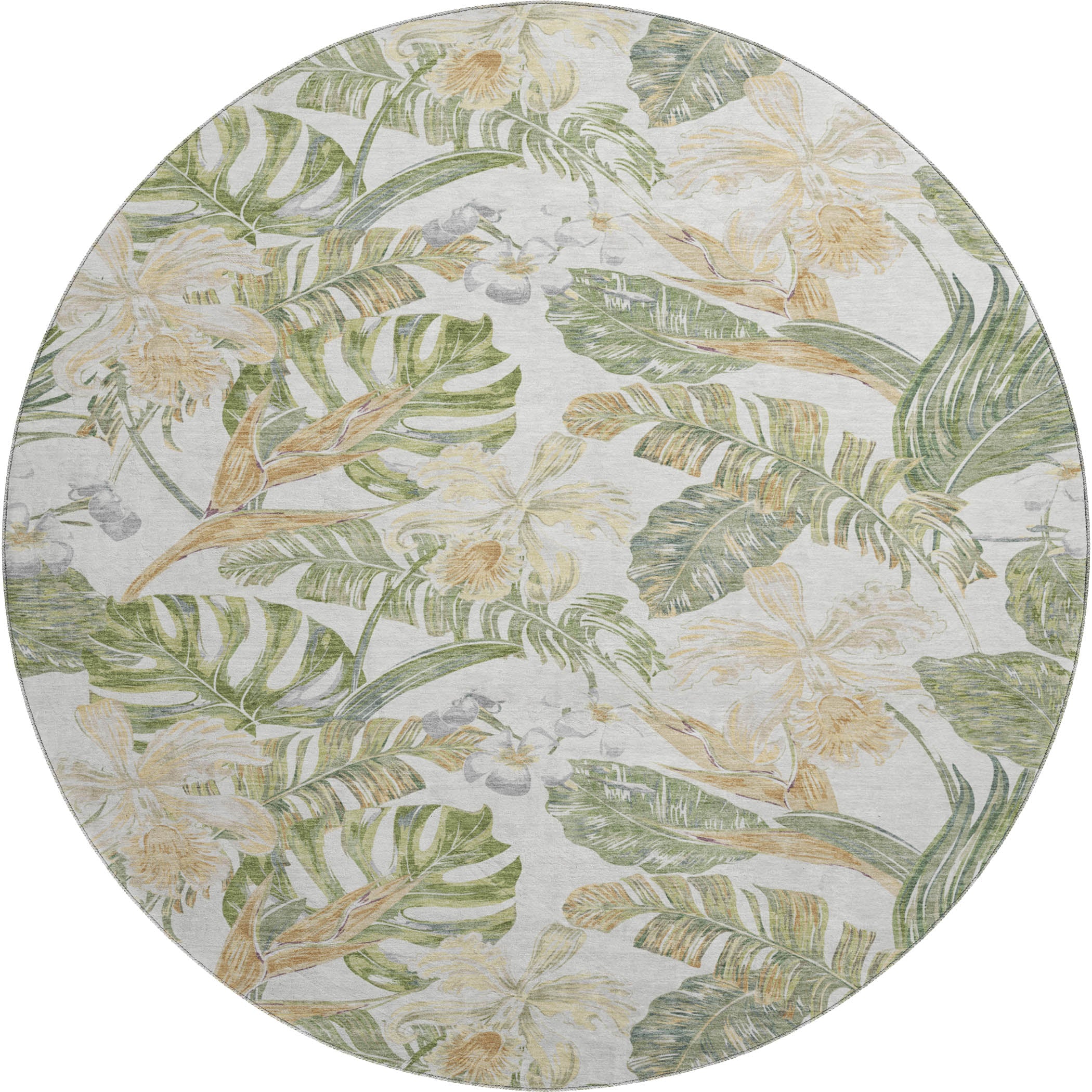 Dubrovnik Machine Washable Transitional Ivory Rug 8' x 8' #shape_Round
