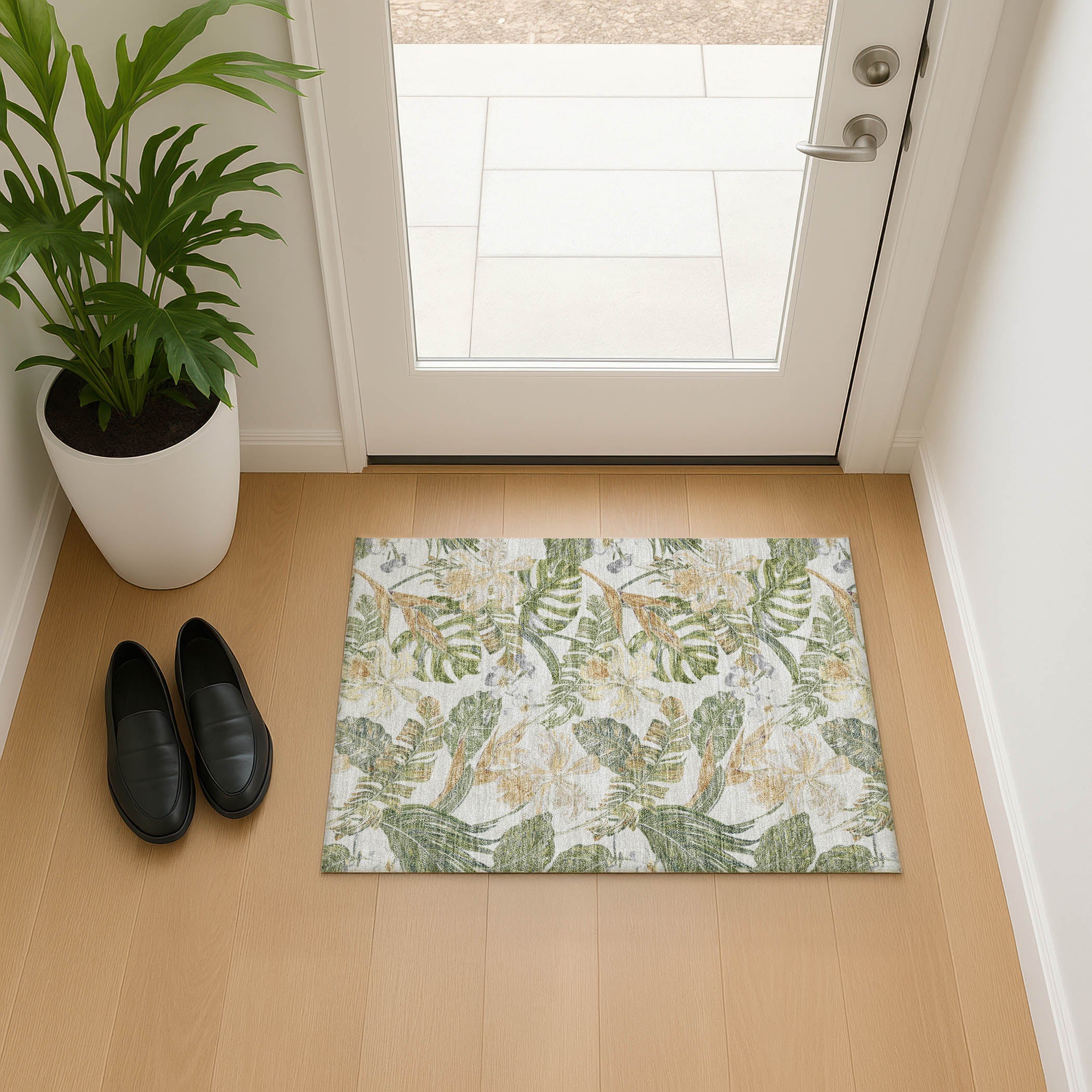 Dubrovnik Machine Washable Transitional Ivory Rug 1'8" x 2'6" #shape_Rectangle