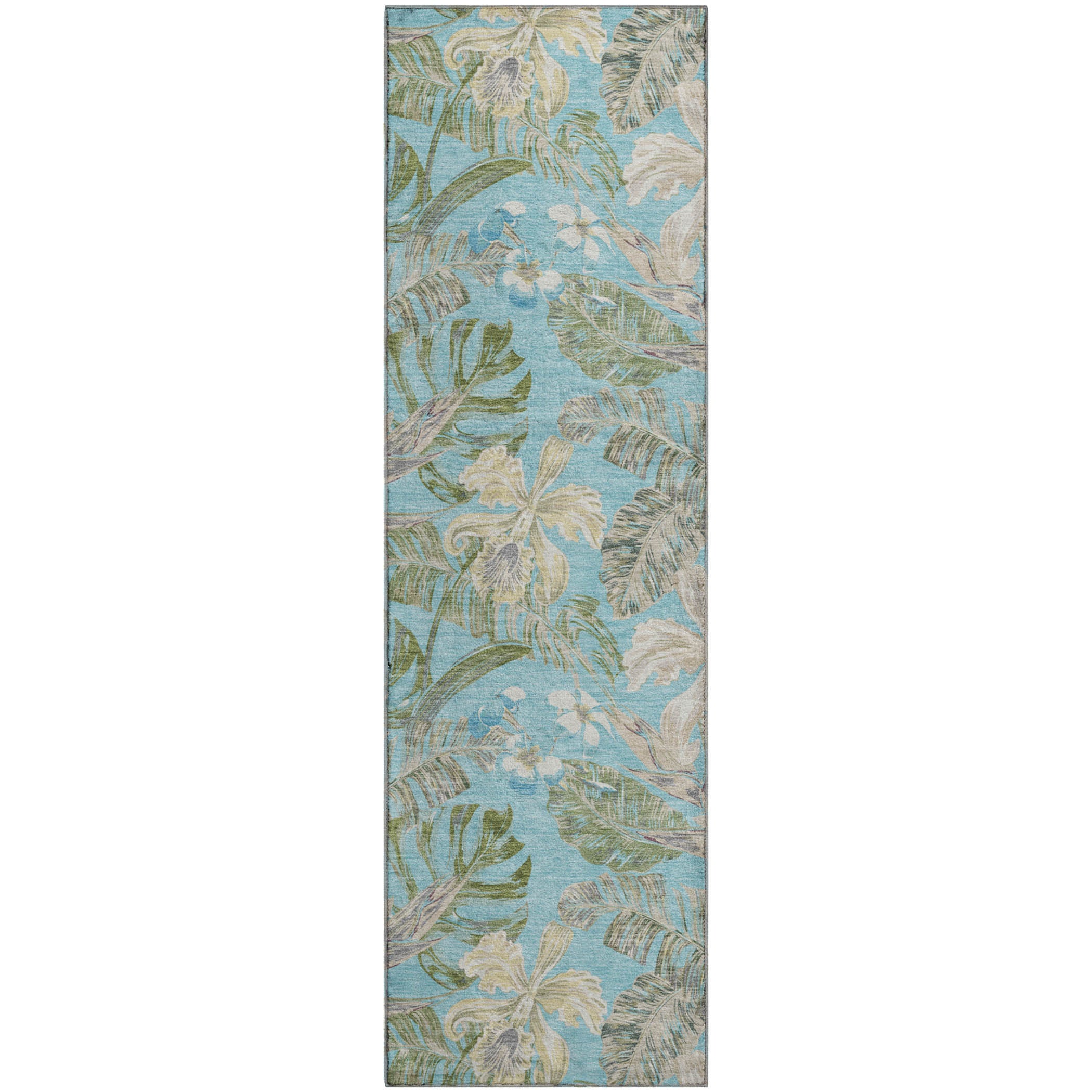 Dubrovnik Machine Washable Transitional Teal Rug 2'3" x 7'6" #shape_Runner