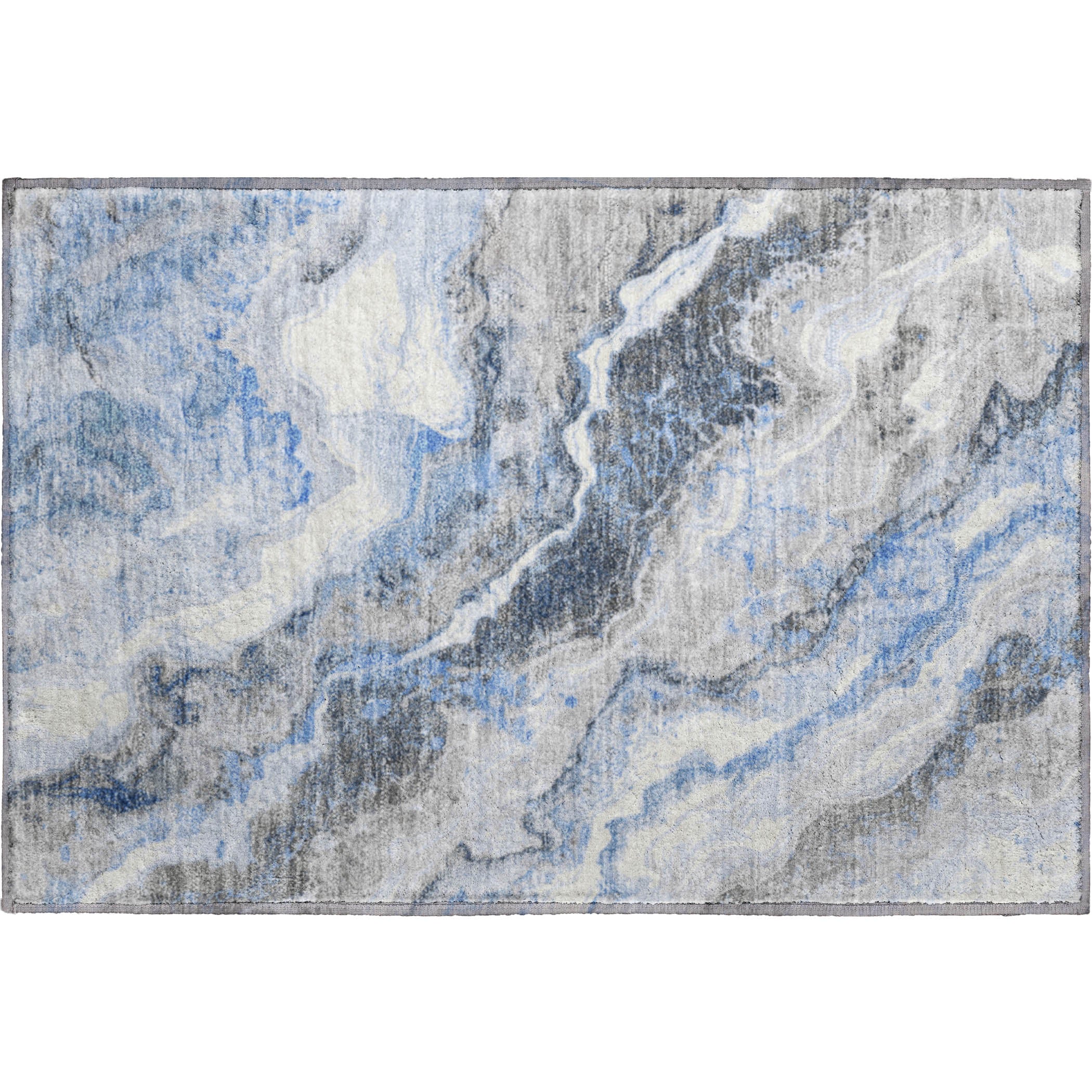 Reykjavik Machine Washable Transitional Blue Rug 1'8" x 2'6" #shape_Rectangle