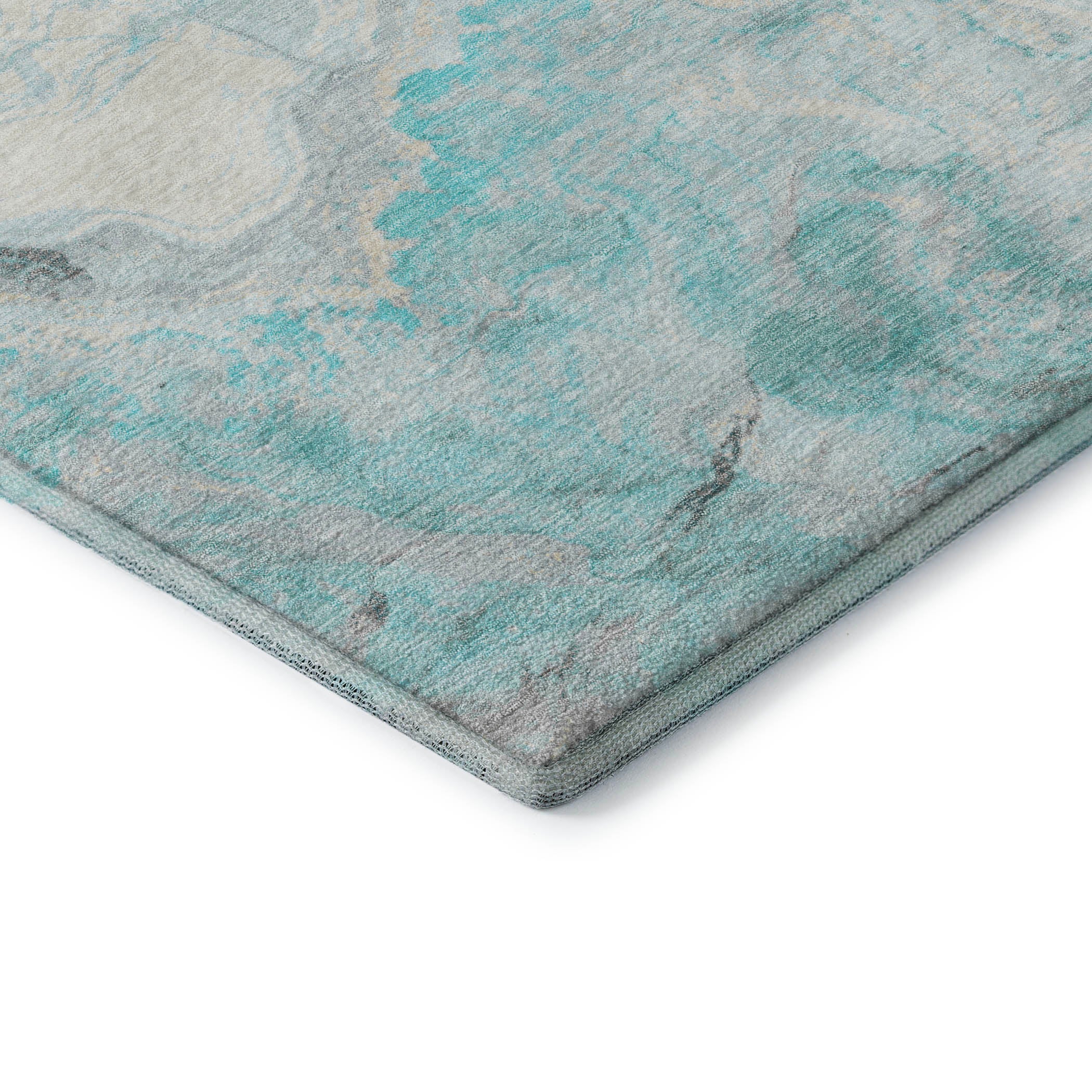 Reykjavik Machine Washable Transitional Teal Rug 1'8" x 2'6" #shape_Rectangle