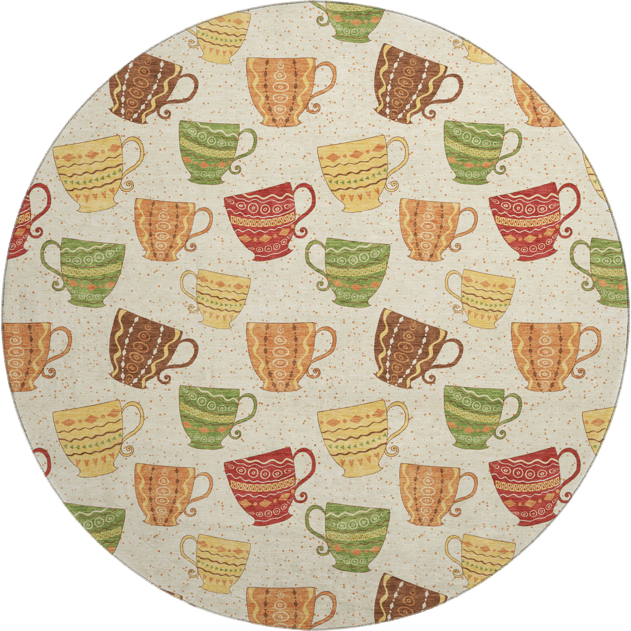 Cartagena Machine Washable Kitchen Multi Ivory Rug 8' x 8' #shape_Round