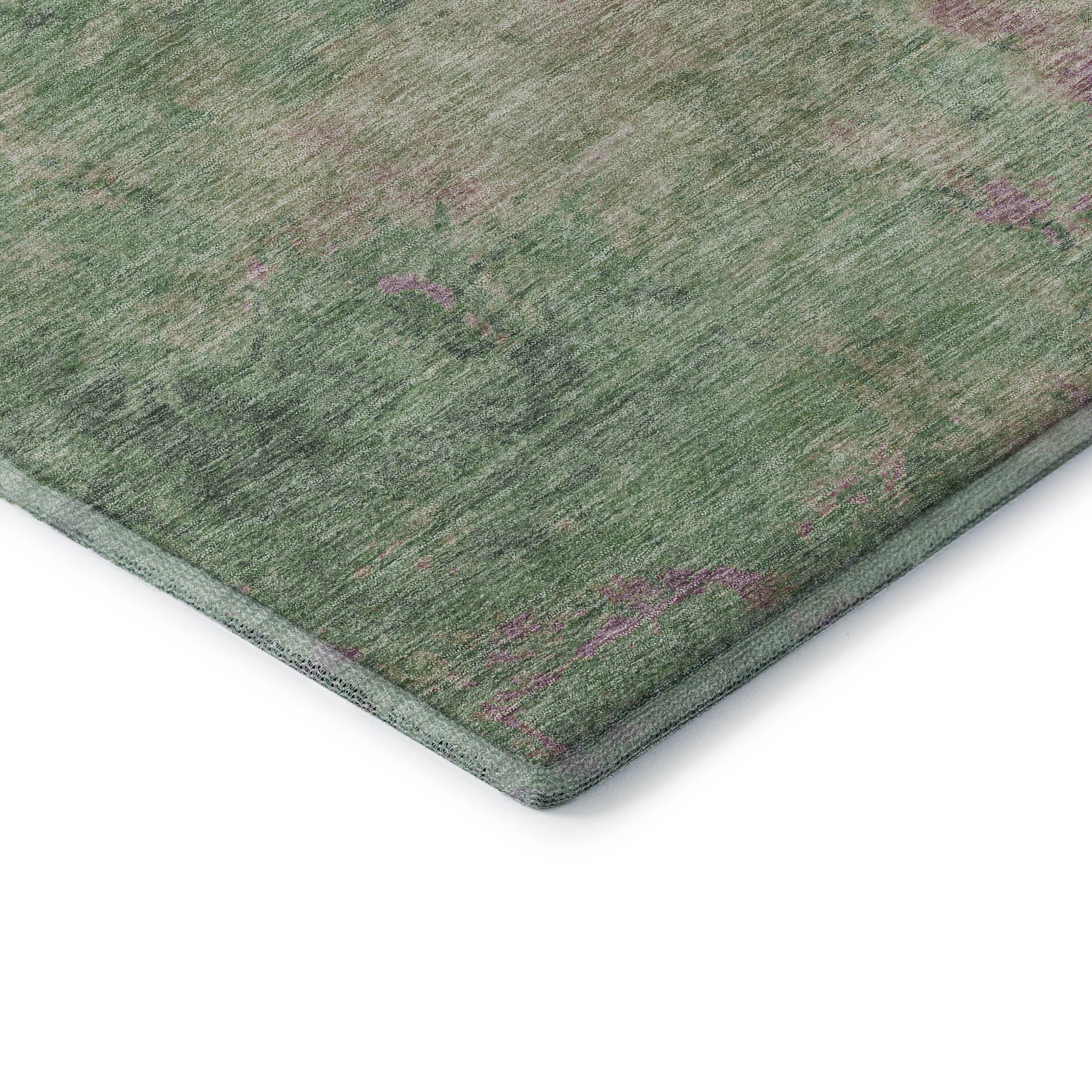 Seoul Machine Washable Transitional Aloe Green Rug 1'8" x 2'6" #shape_Rectangle