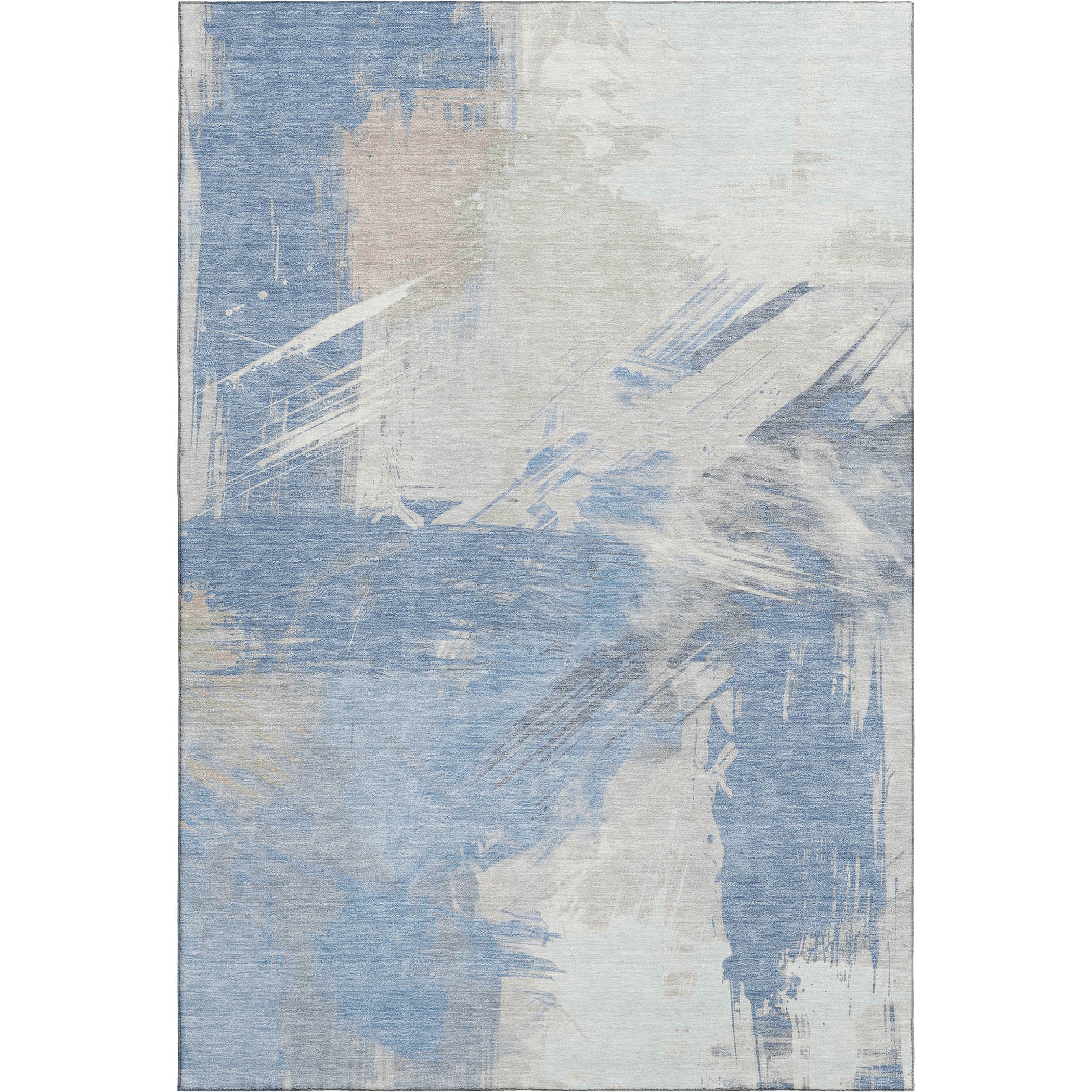 Antigua Machine Washable Transitional Denim Blue Rug 2'6" x 3'10" #shape_Rectangle