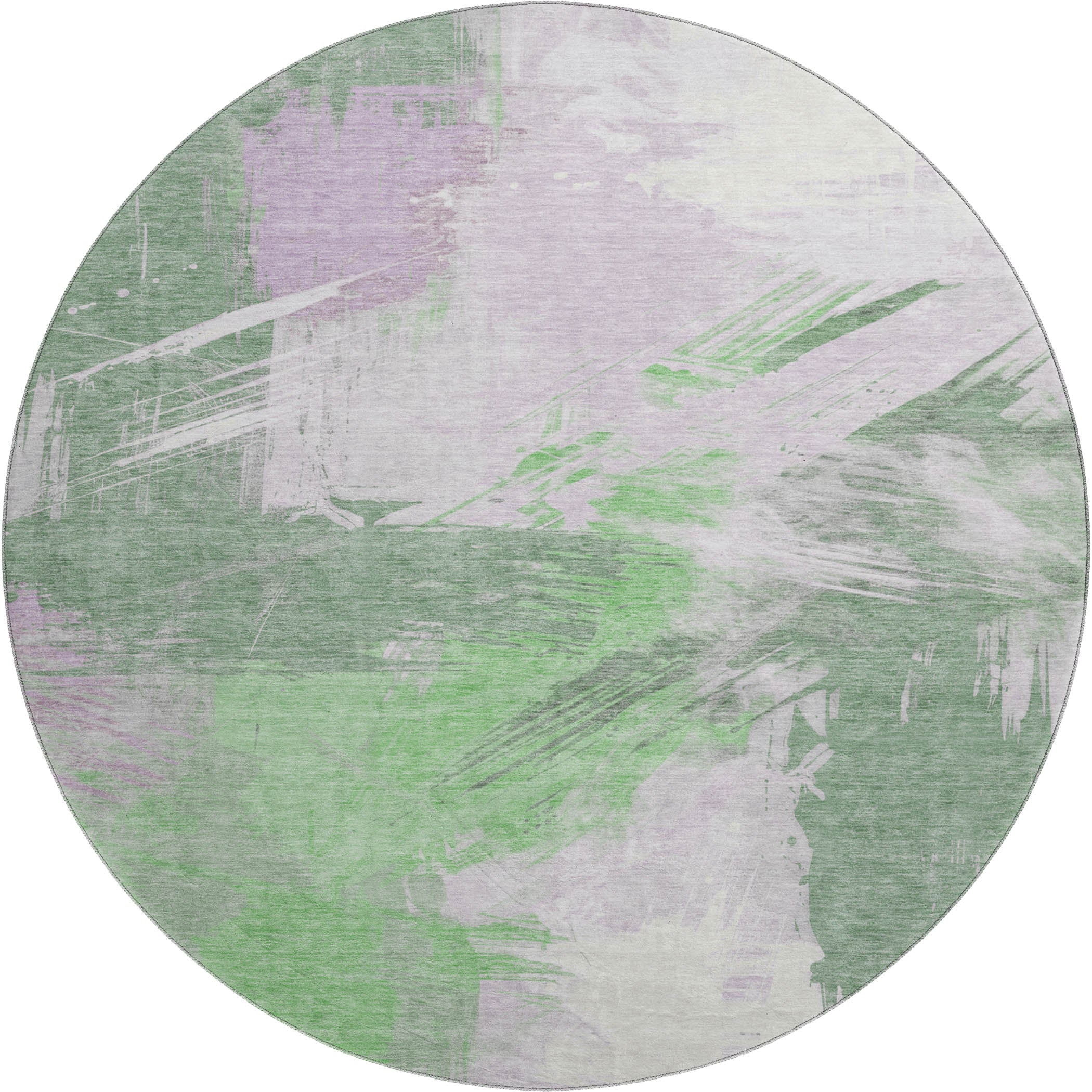Antigua Machine Washable Transitional Green Rug 8' x 8' #shape_Round