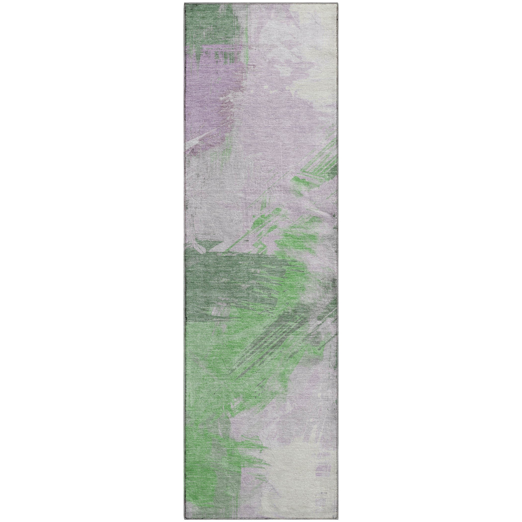 Antigua Machine Washable Transitional Green Rug 2'3" x 7'6" #shape_Runner