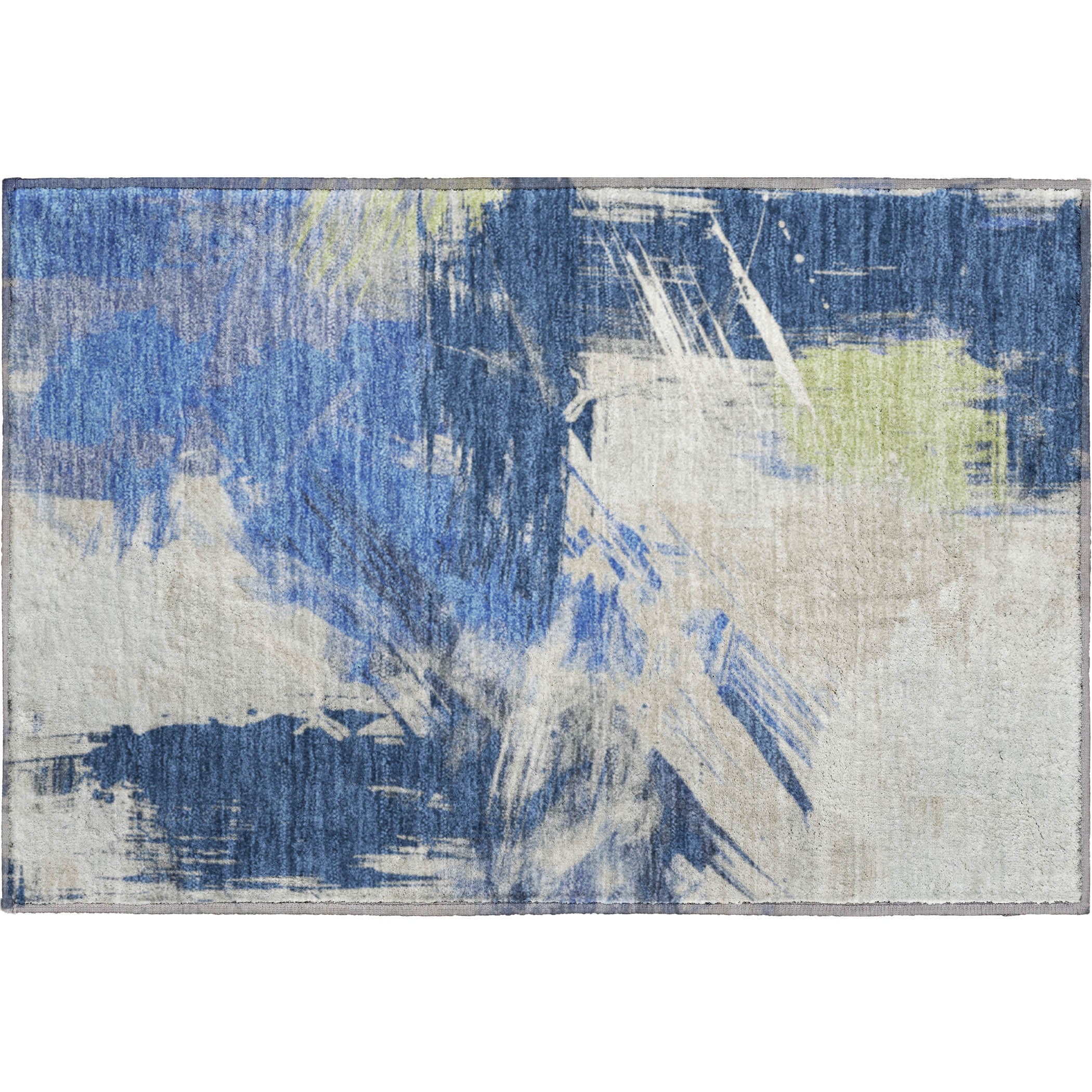 Antigua Machine Washable Transitional Navy Blue Rug 1'8" x 2'6" #shape_Rectangle