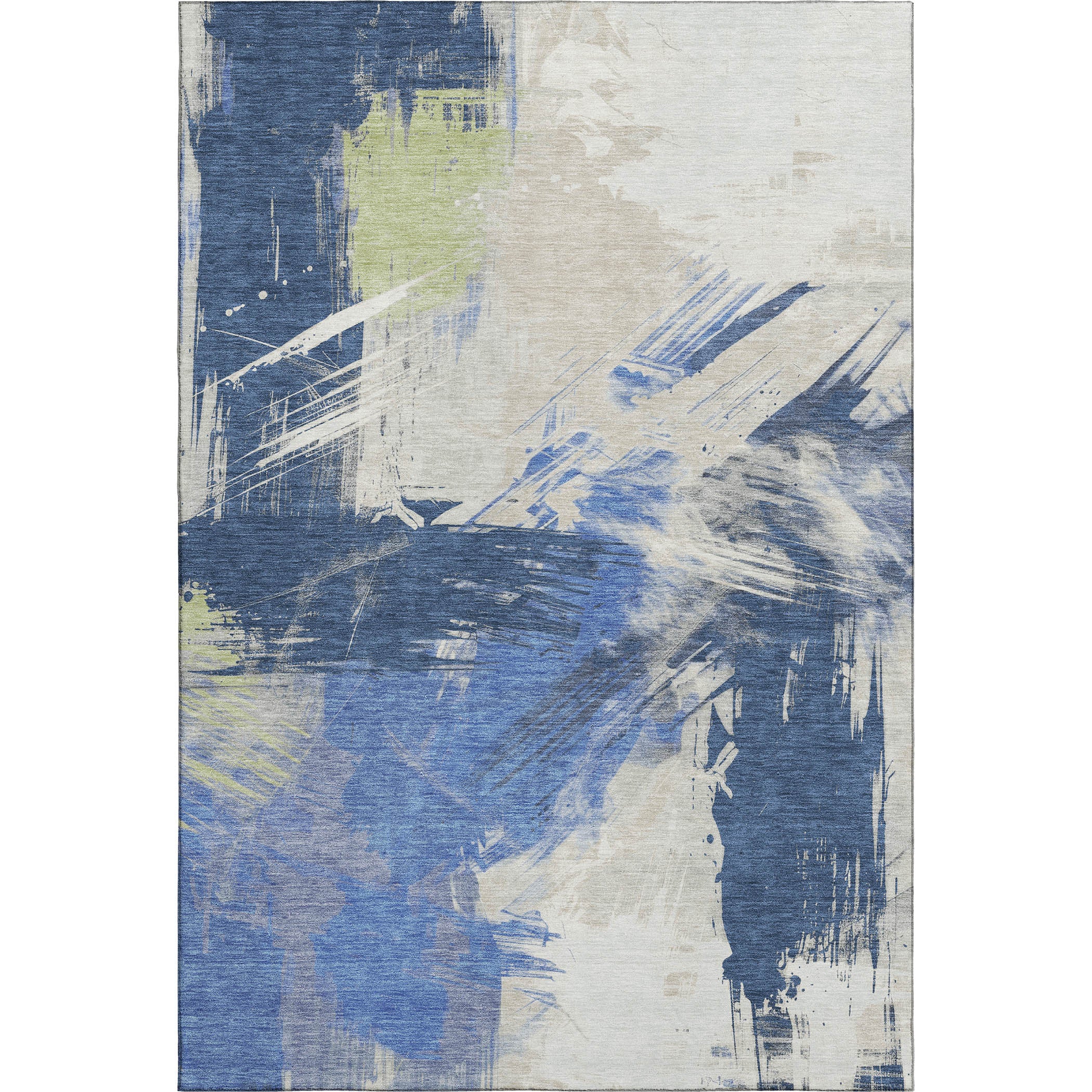 Antigua Machine Washable Transitional Navy Blue Rug 2'6" x 3'10" #shape_Rectangle