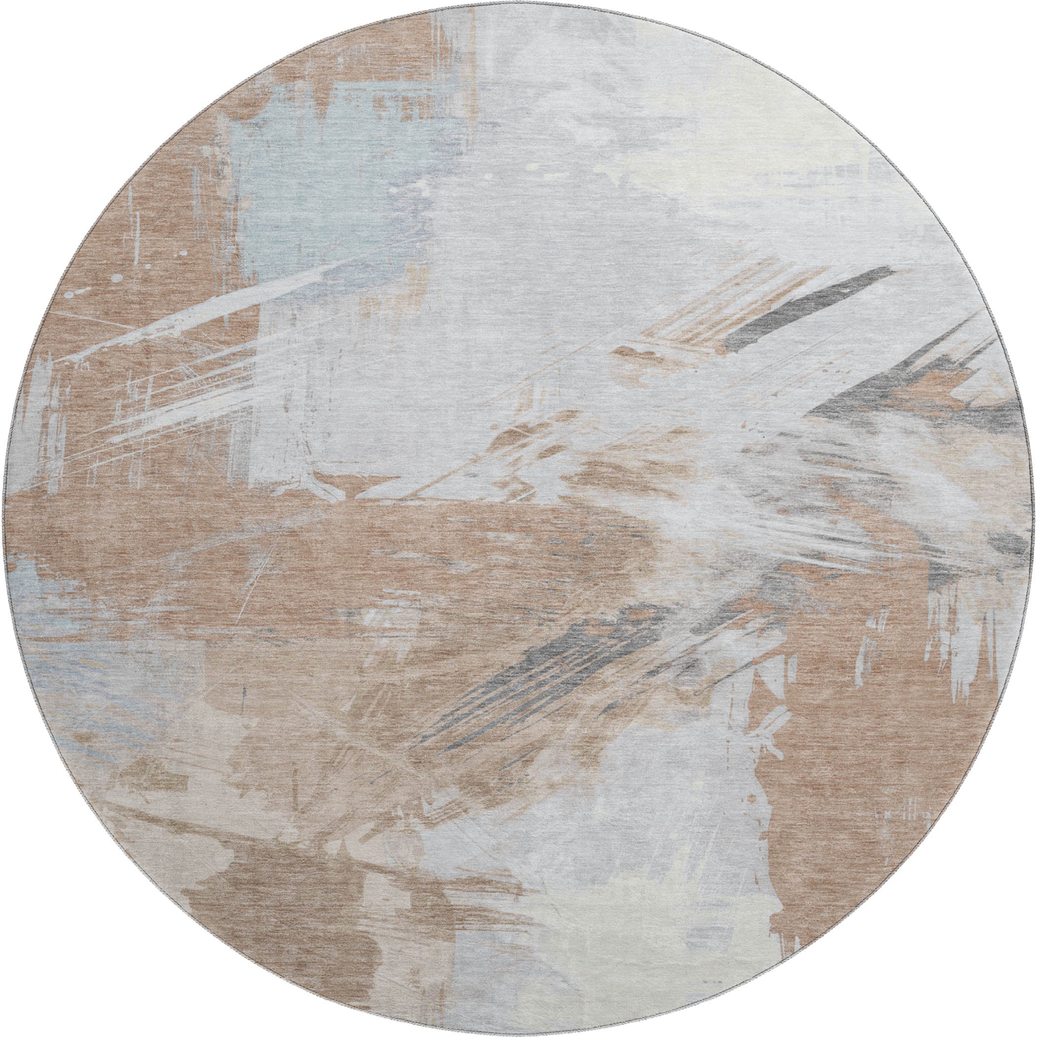 Antigua Machine Washable Transitional Paprika Orange Rug 8' x 8' #shape_Round