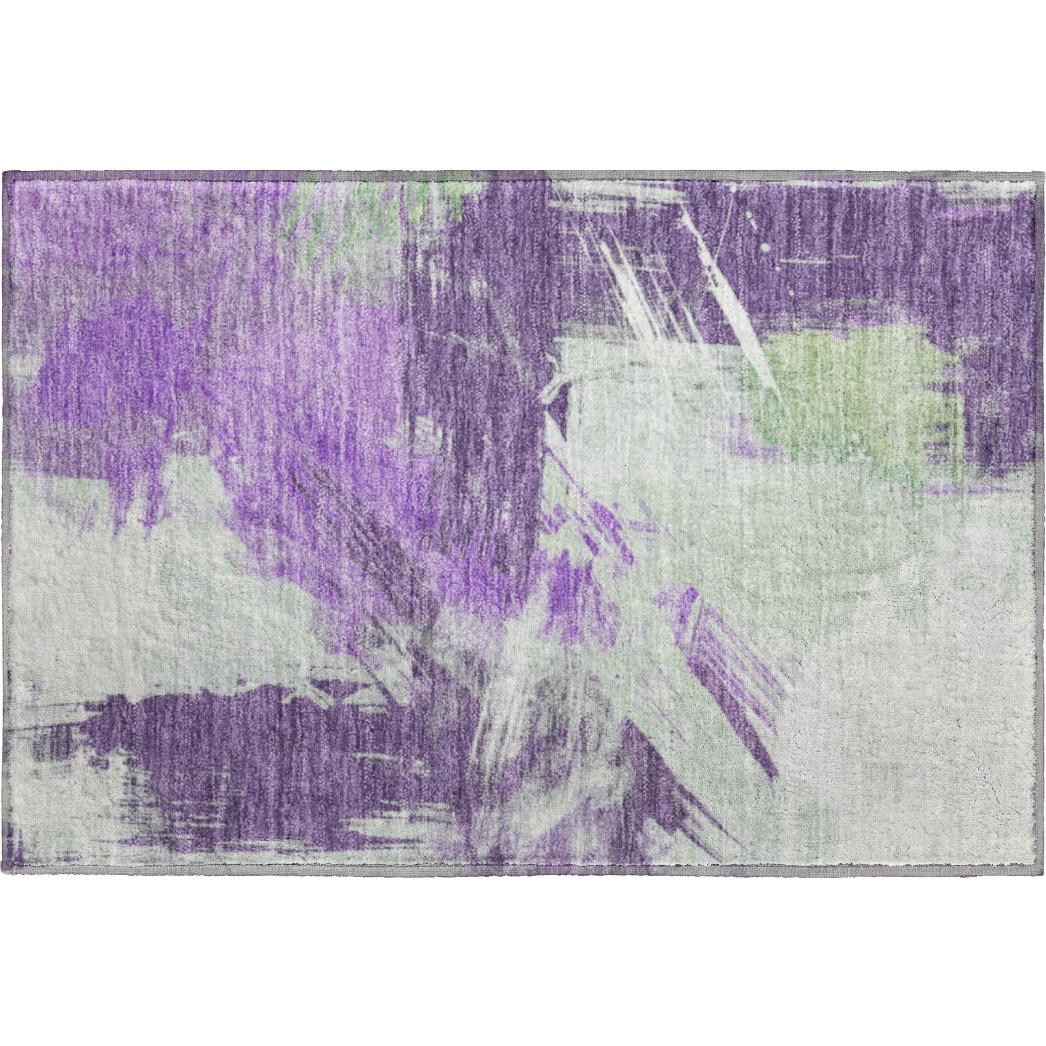 Antigua Machine Washable Transitional Purple Rug 1'8" x 2'6" #shape_Rectangle