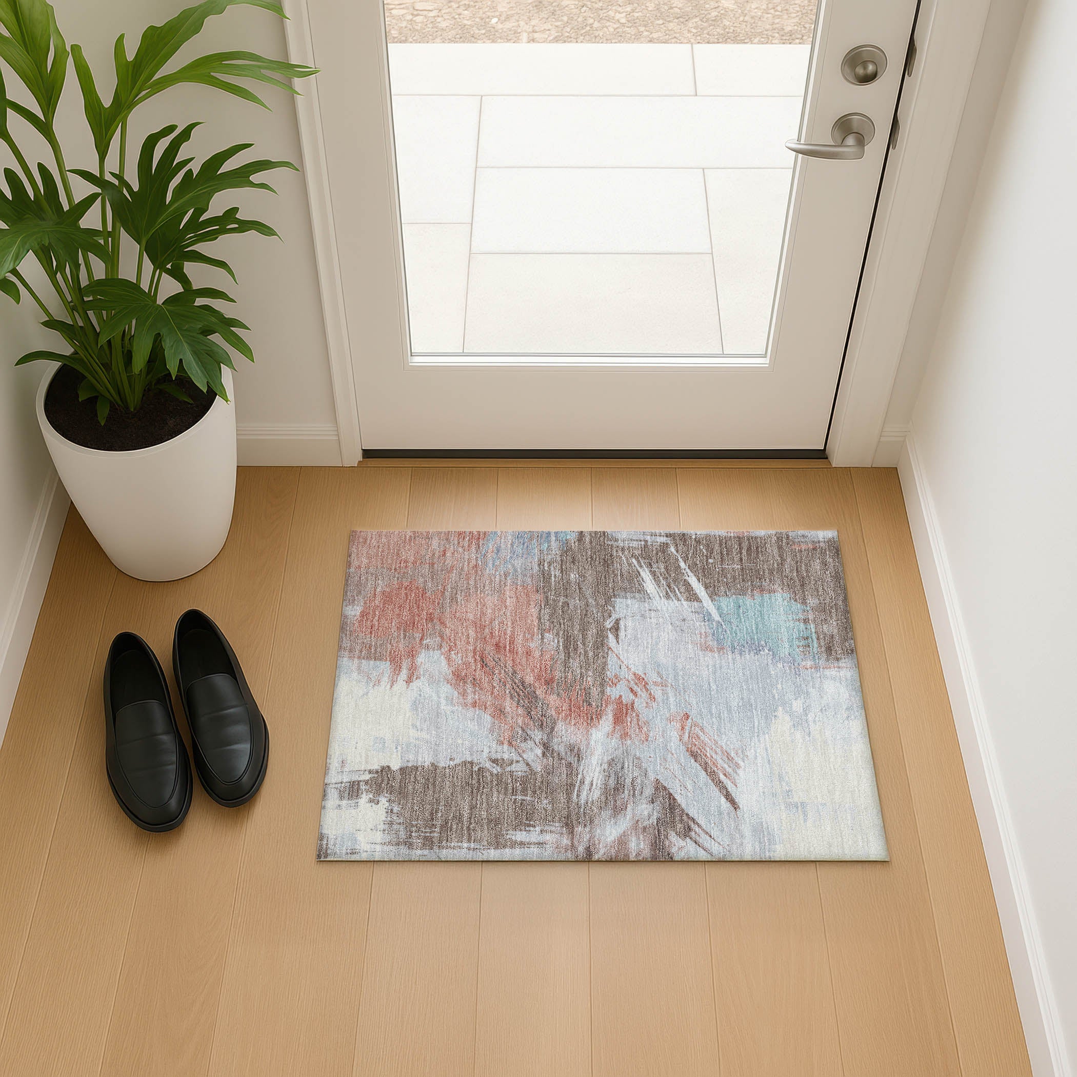 Antigua Machine Washable Transitional Taupe Brown Rug 1'8" x 2'6" #shape_Rectangle