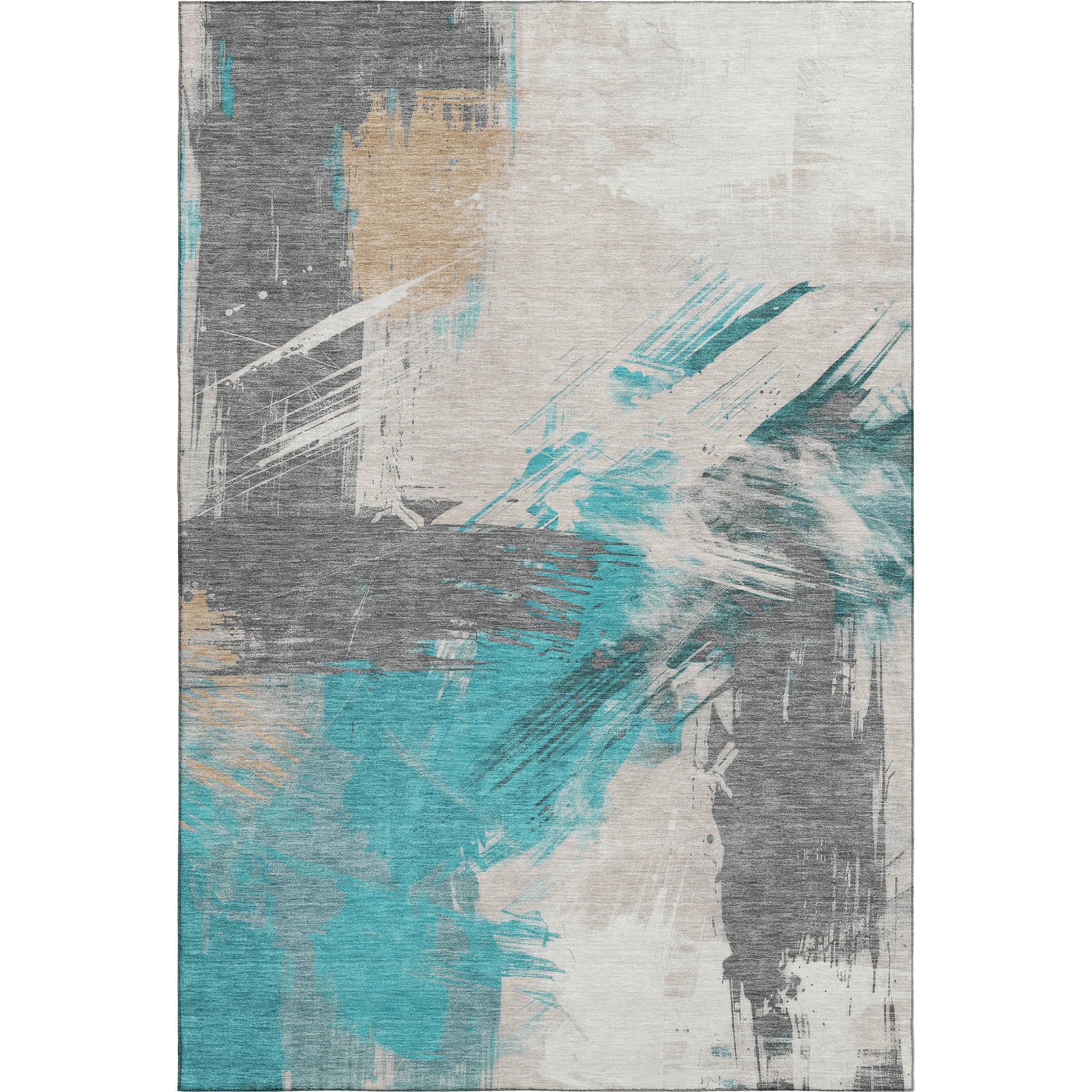 Antigua Machine Washable Transitional Teal Rug 2'6" x 3'10" #shape_Rectangle