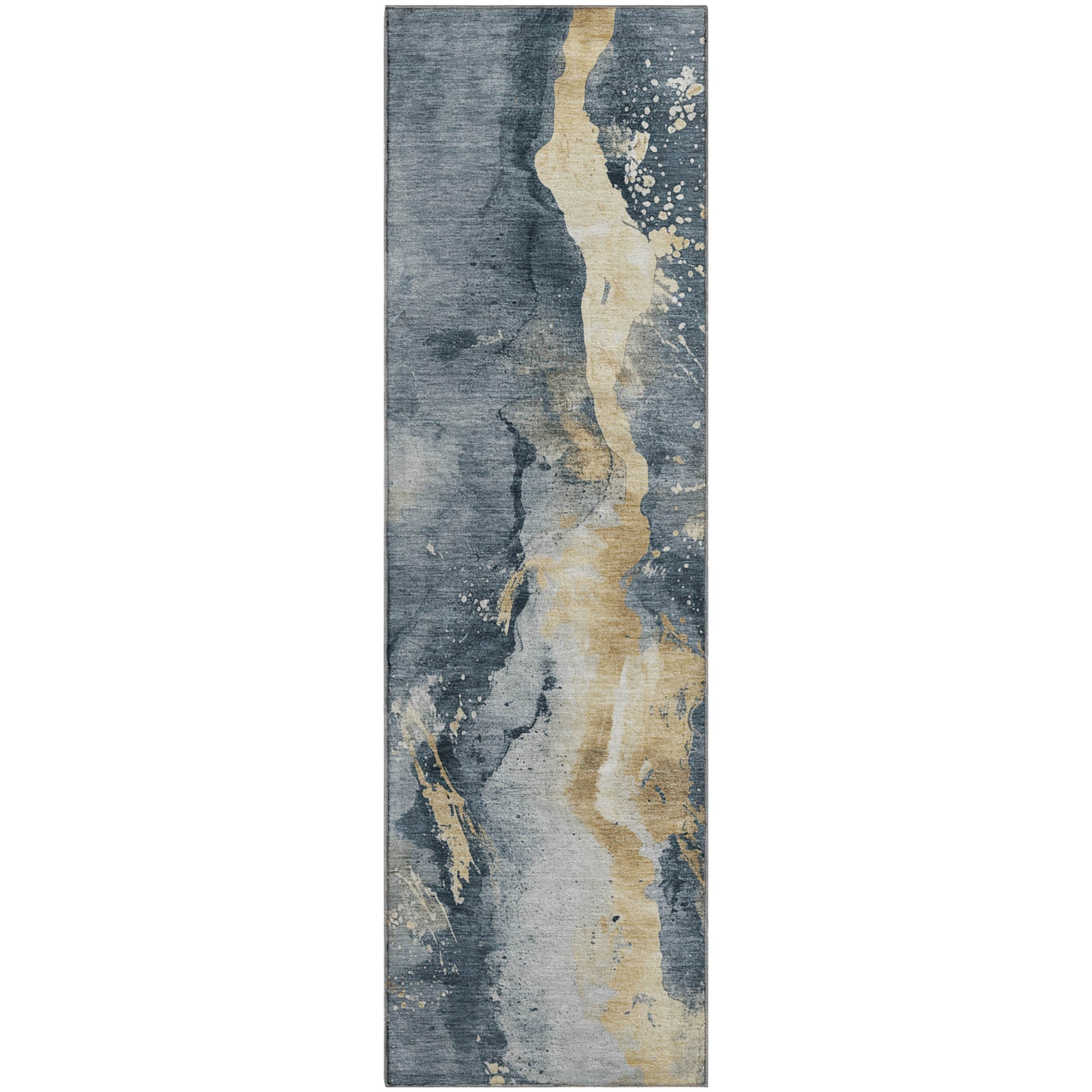 Reykjavik Machine Washable Transitional Graphite Gray Rug 2'3" x 7'6" #shape_Runner