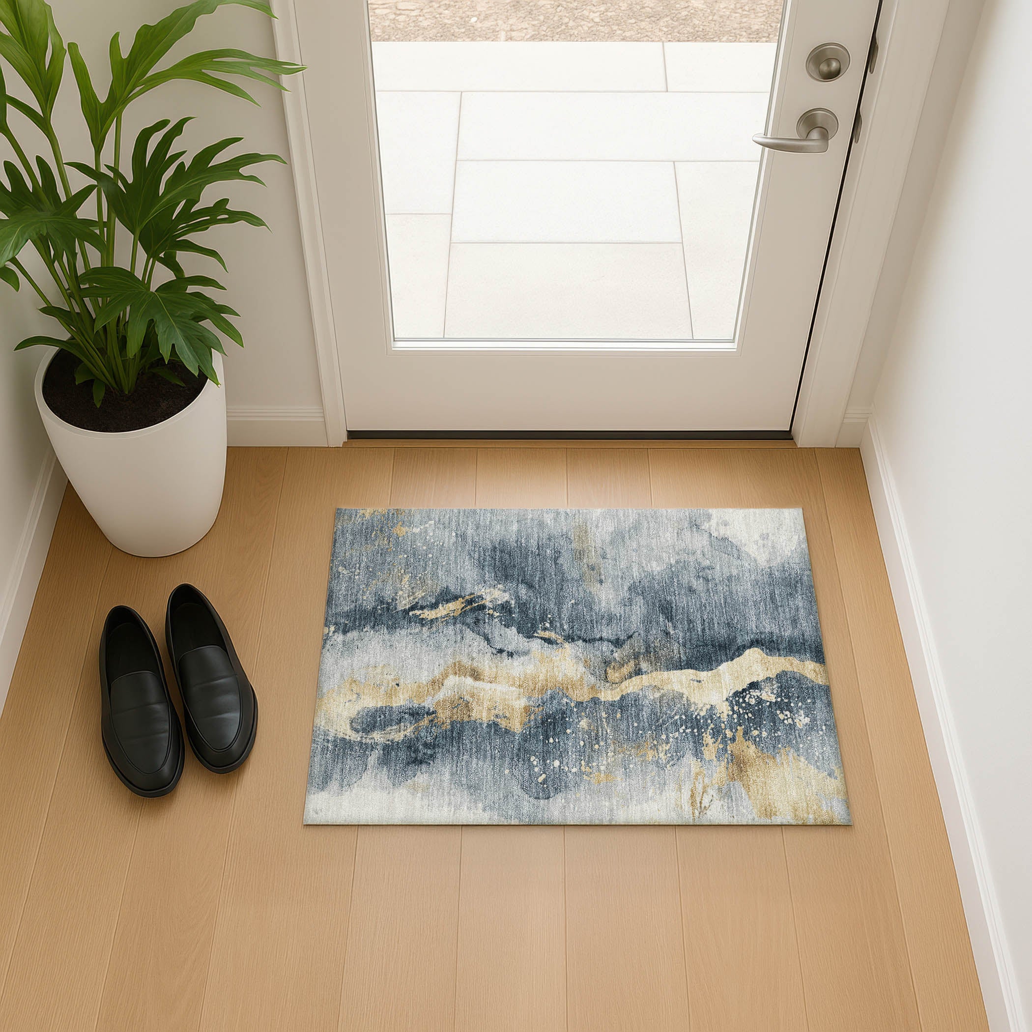 Reykjavik Machine Washable Transitional Graphite Gray Rug 1'8" x 2'6" #shape_Rectangle