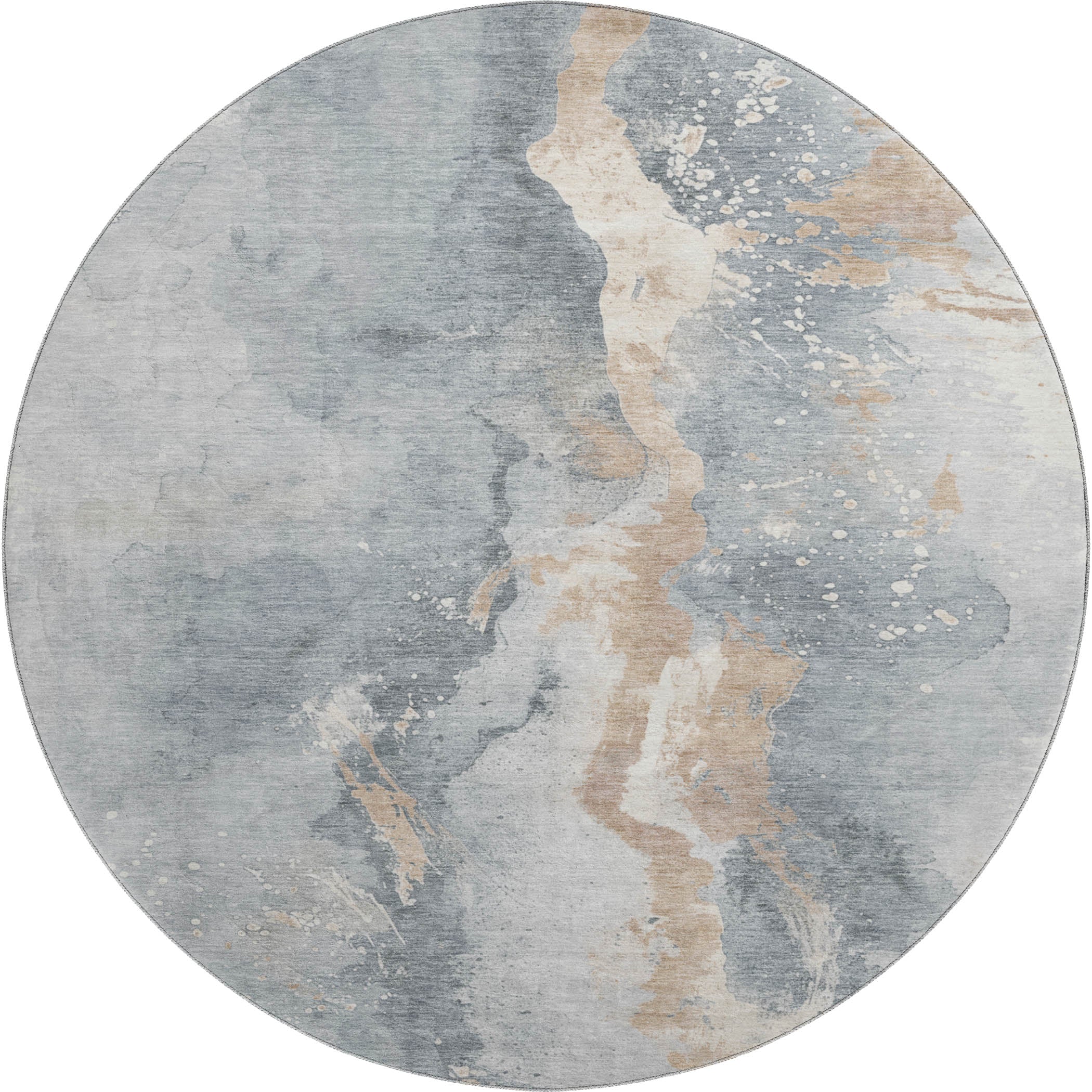 Reykjavik Machine Washable Transitional Gray Rug 8' x 8' #shape_Round