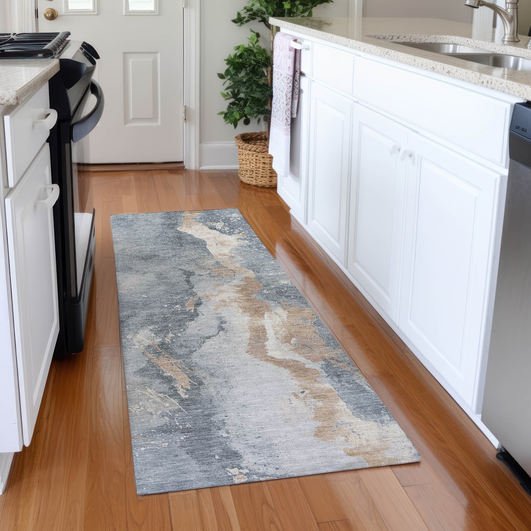 Reykjavik Machine Washable Transitional Gray Rug 2'3" x 7'6" #shape_Runner