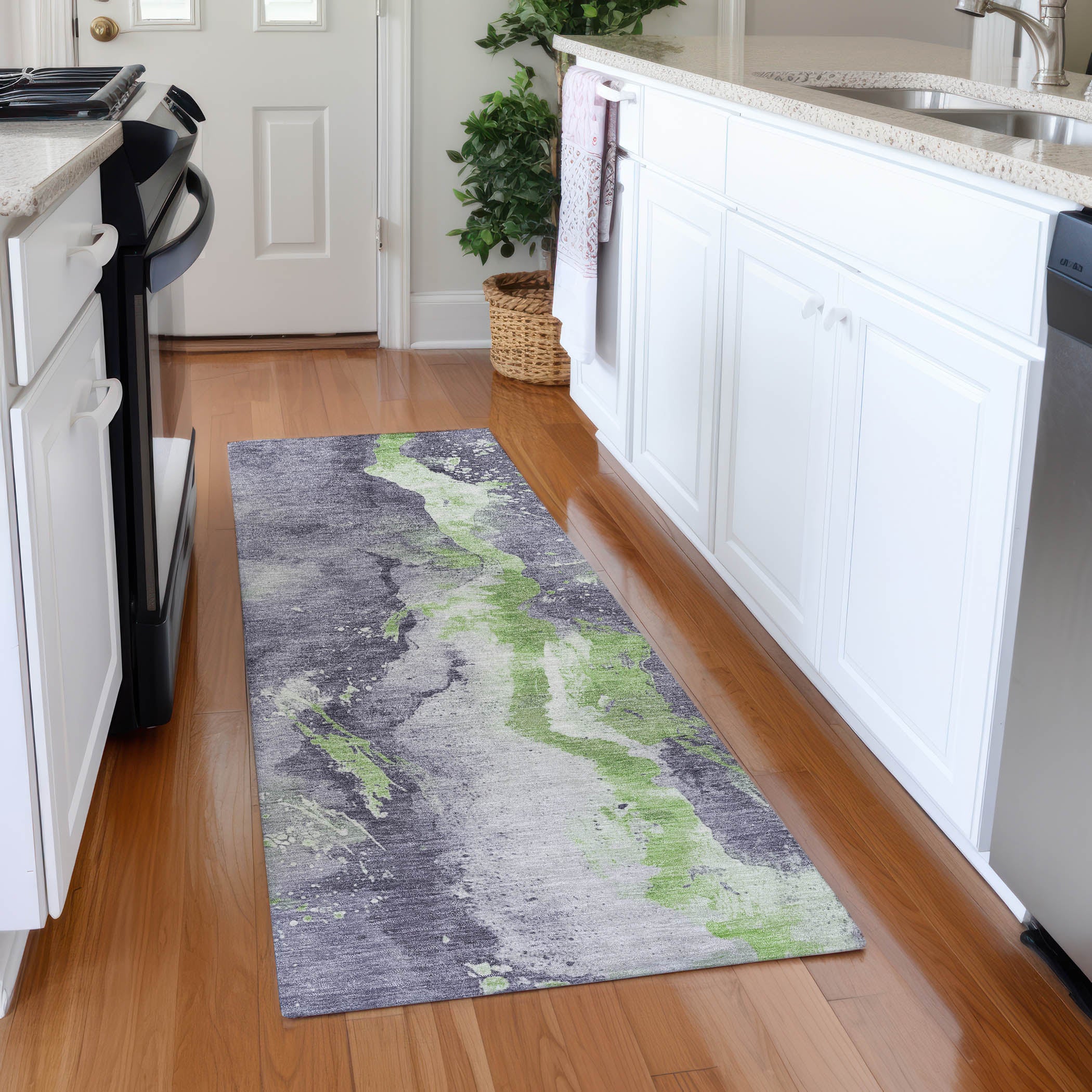 Reykjavik Machine Washable Transitional Lavender Purple Rug 2'3" x 7'6" #shape_Runner