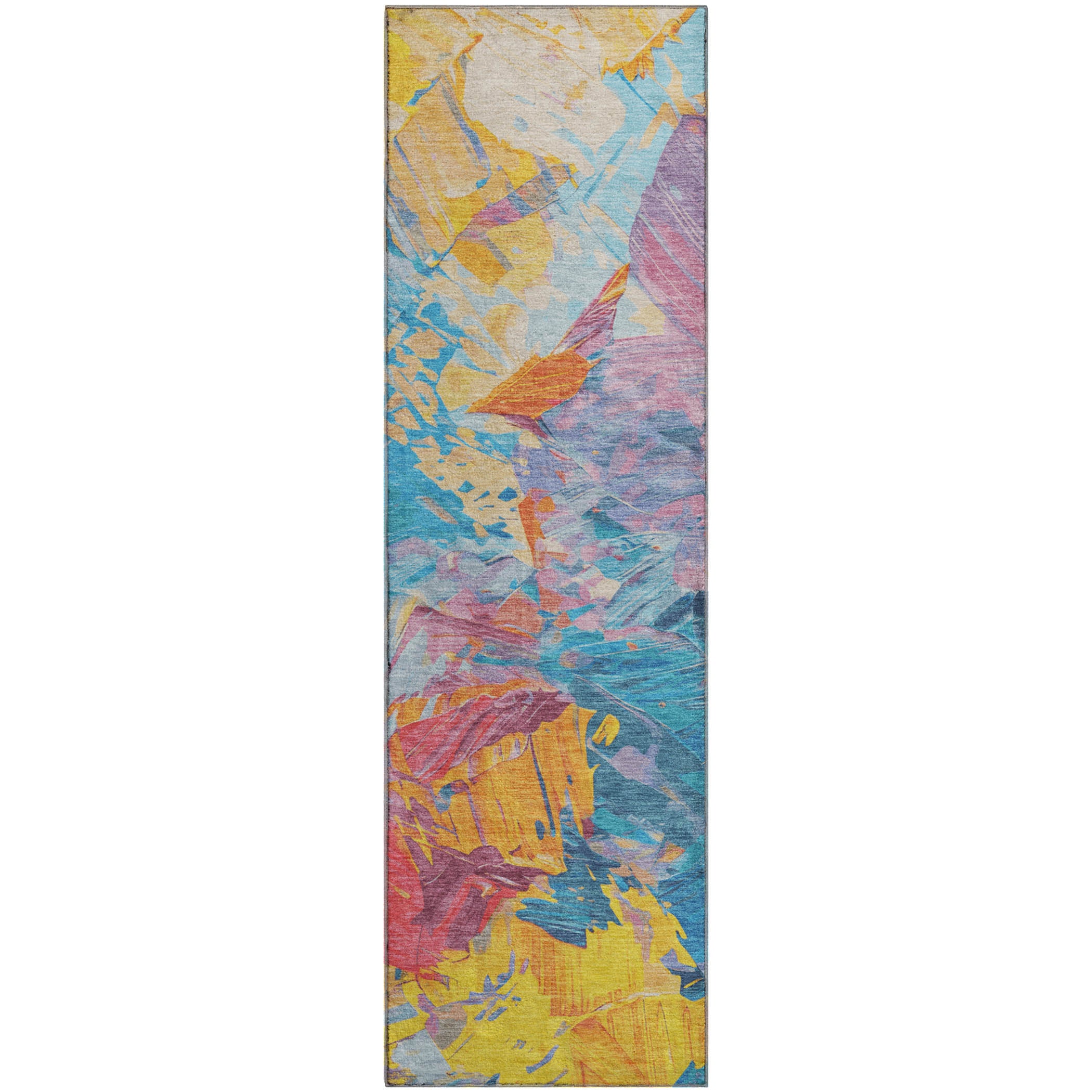 Havana Machine Washable Transitional Blue Rug 2'3" x 7'6" #shape_Runner