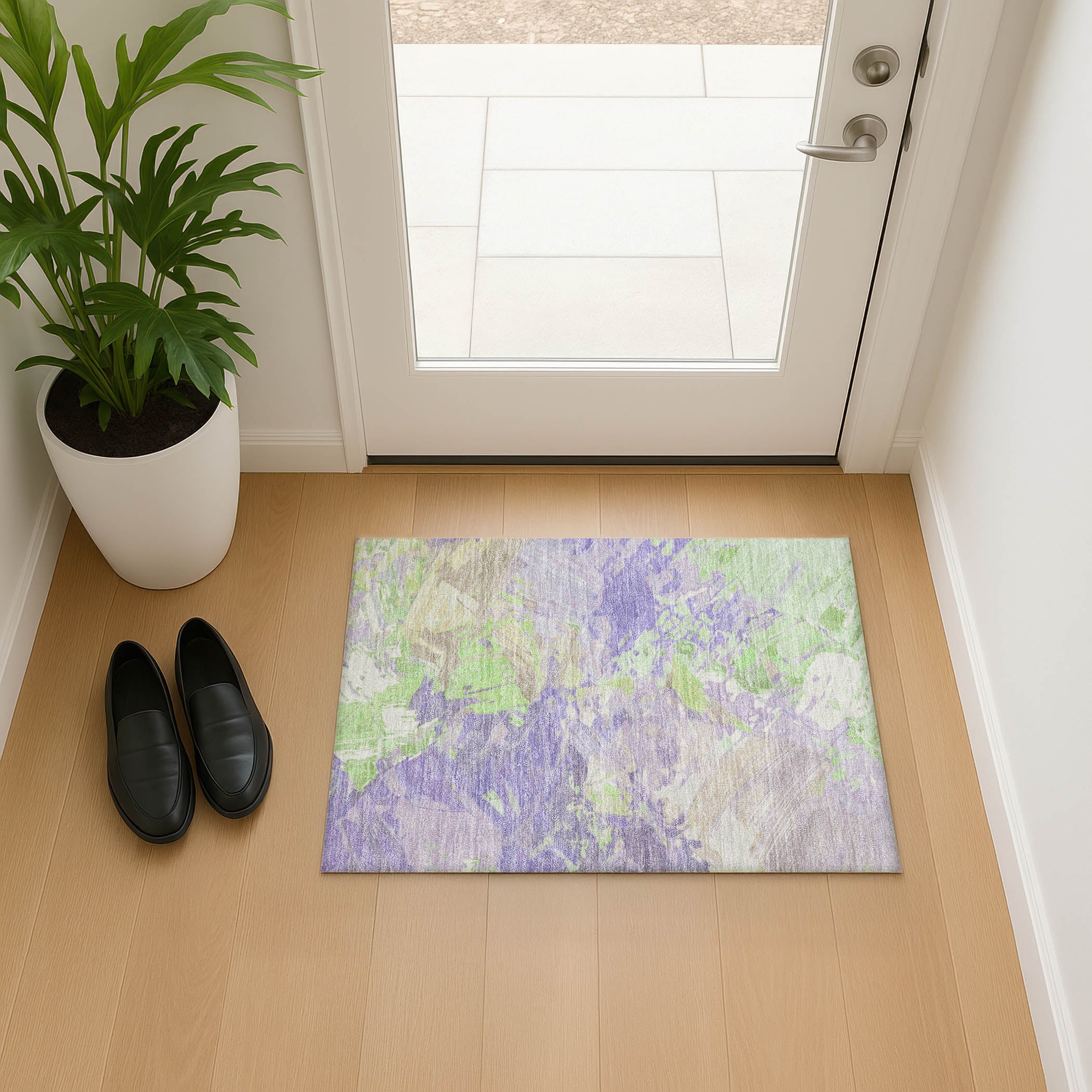 Havana Machine Washable Transitional Lavender Purple Rug 1'8" x 2'6" #shape_Rectangle