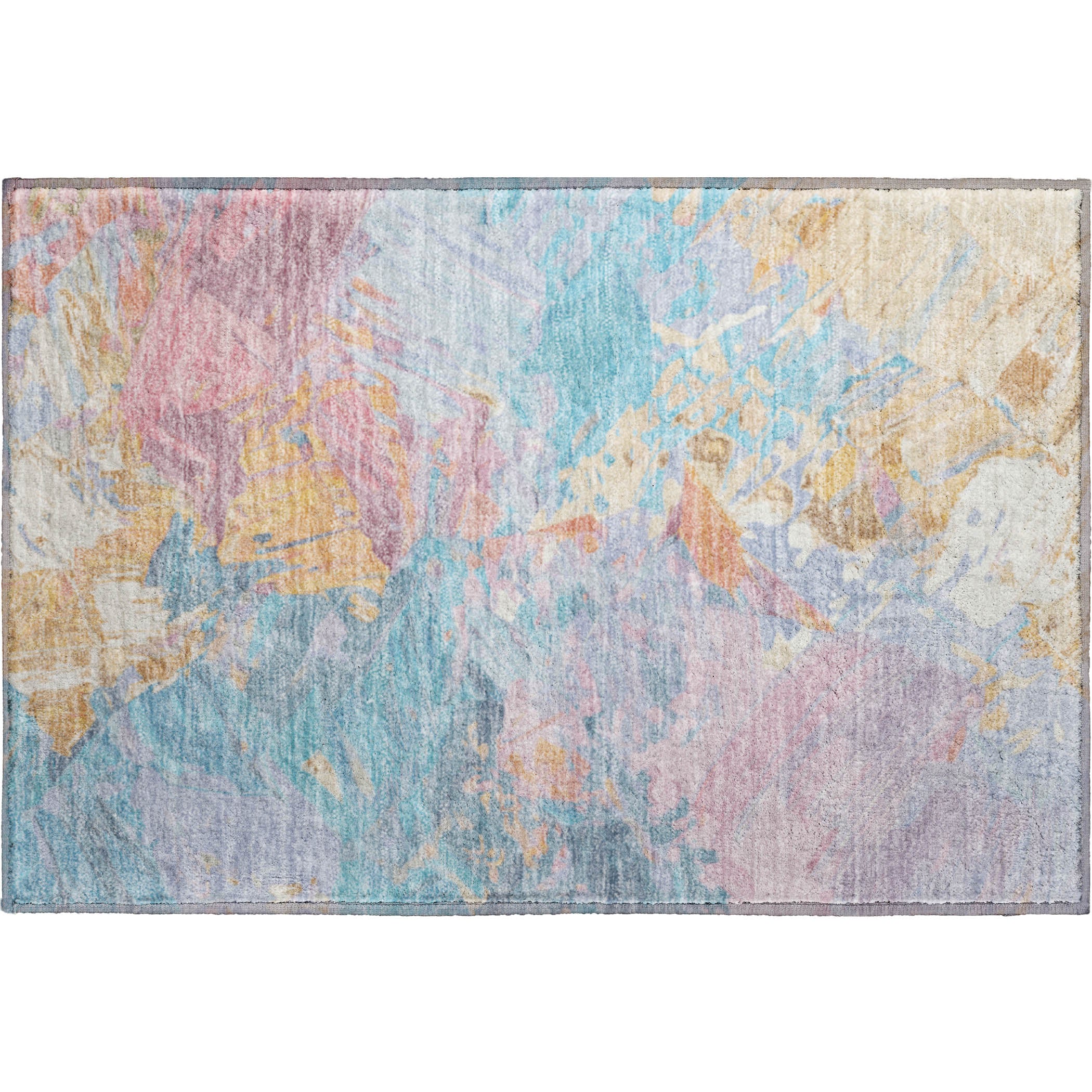 Havana Machine Washable Transitional Teal Rug 1'8" x 2'6" #shape_Rectangle