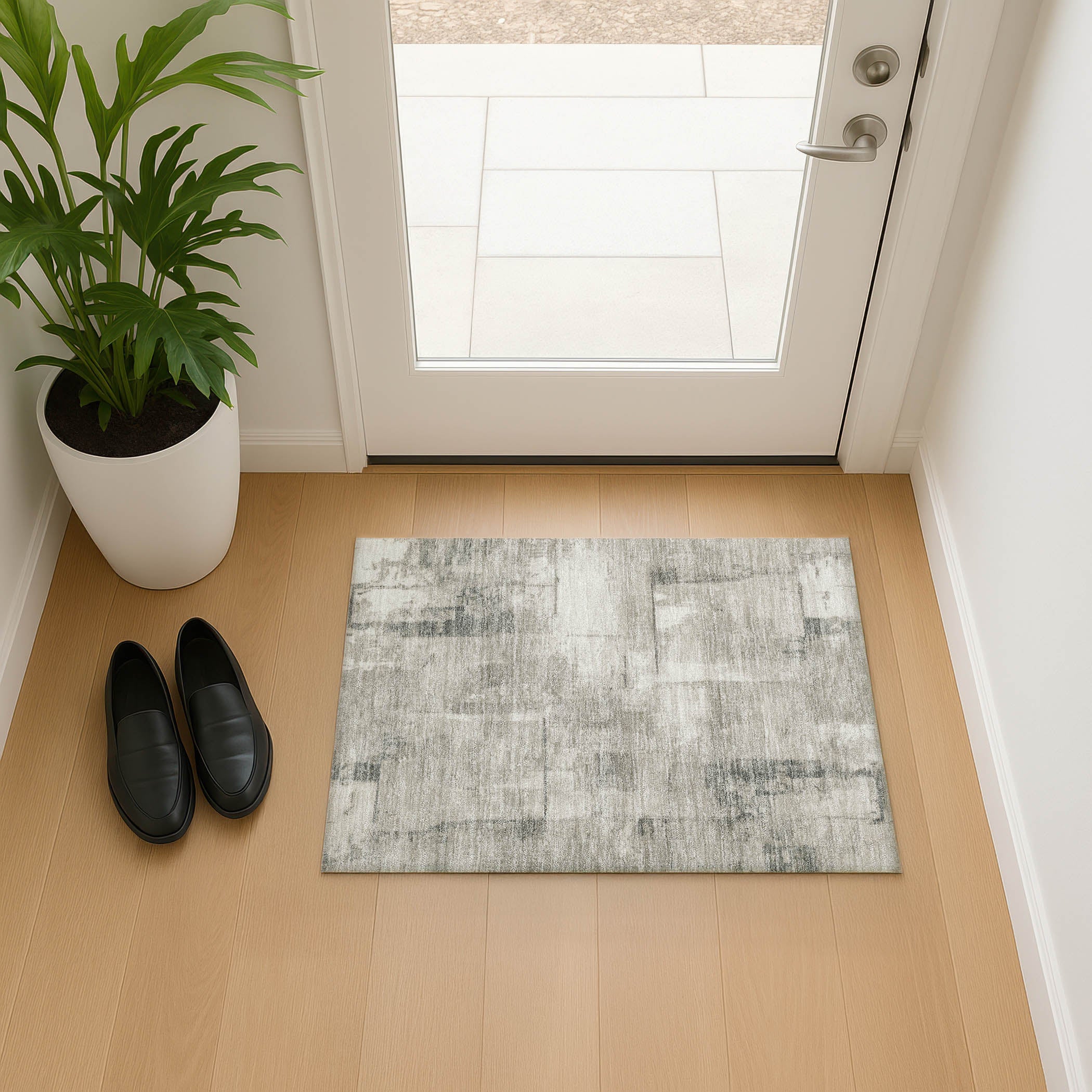 Athens Machine Washable Transitional Beige Brown Rug 1'8" x 2'6" #shape_Rectangle