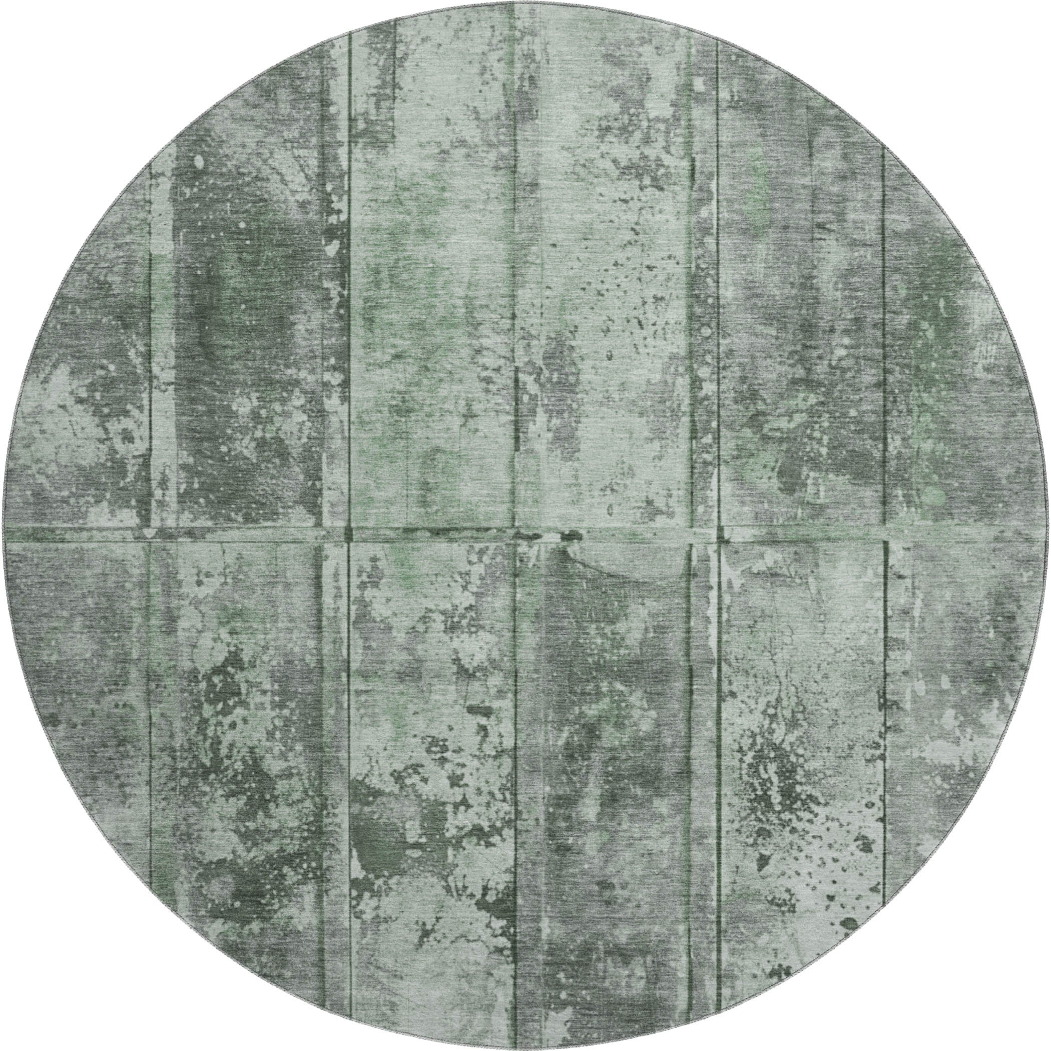 Athens Machine Washable Transitional Green Rug 8' x 8' #shape_Round