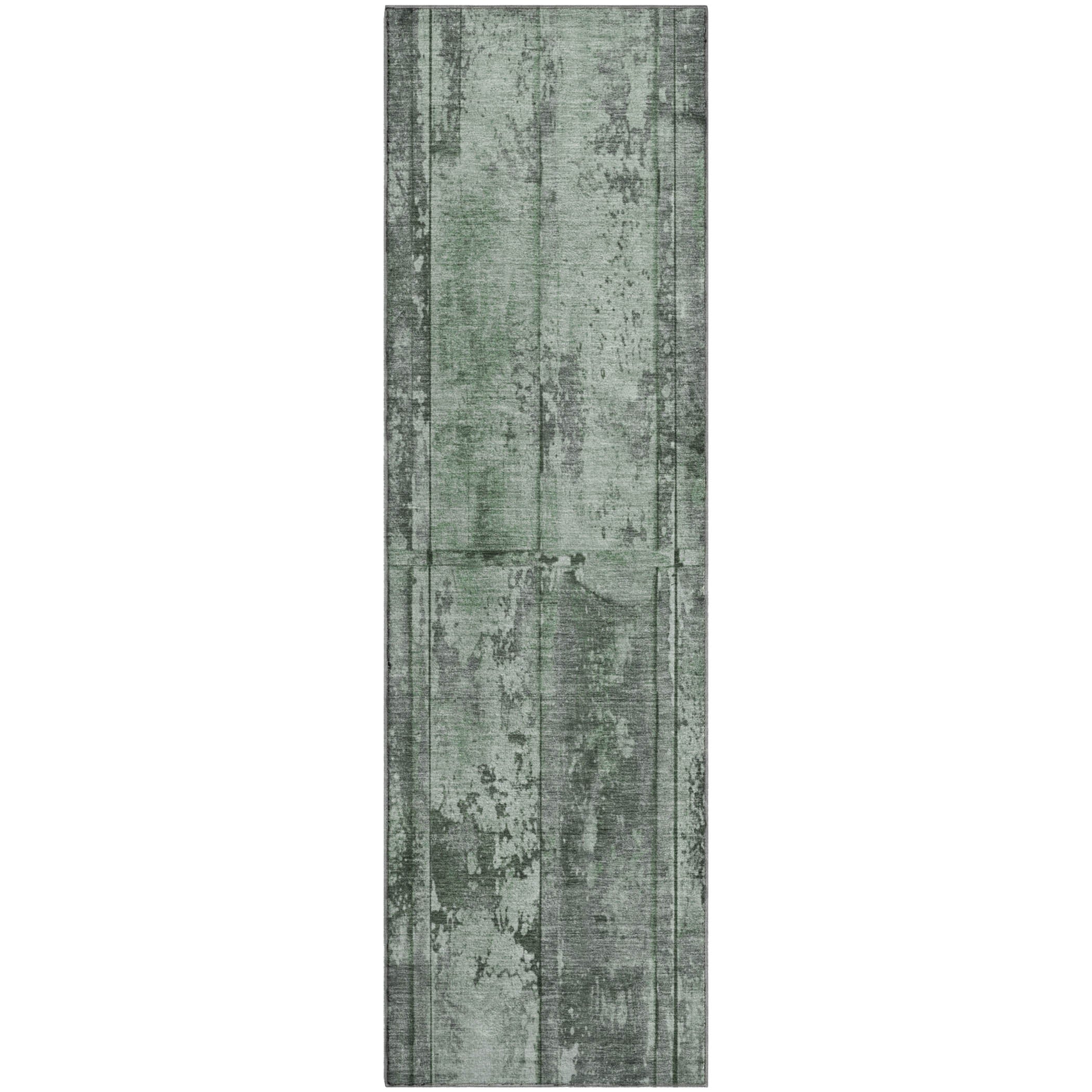 Athens Machine Washable Transitional Green Rug 2'3" x 7'6" #shape_Runner