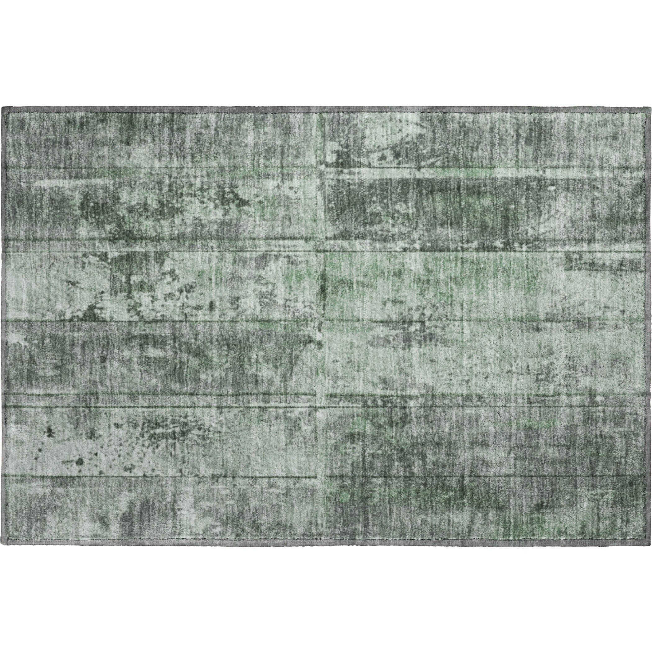 Athens Machine Washable Transitional Green Rug 1'8" x 2'6" #shape_Rectangle