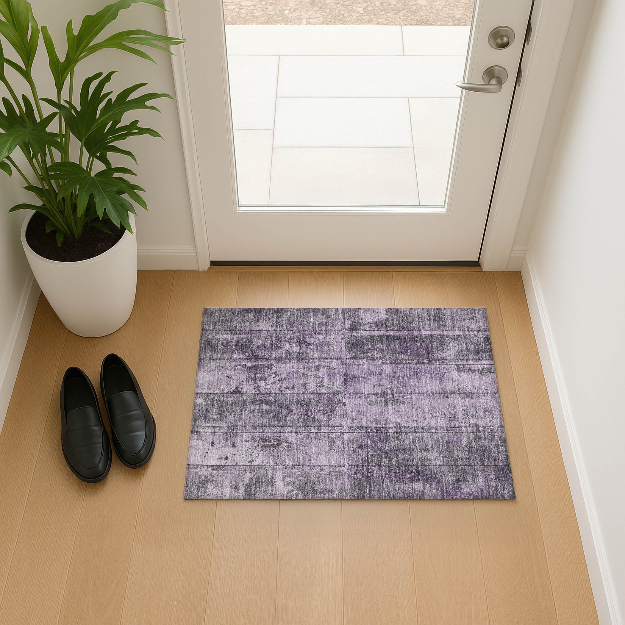 Athens Machine Washable Transitional Purple Rug 1'8" x 2'6" #shape_Rectangle